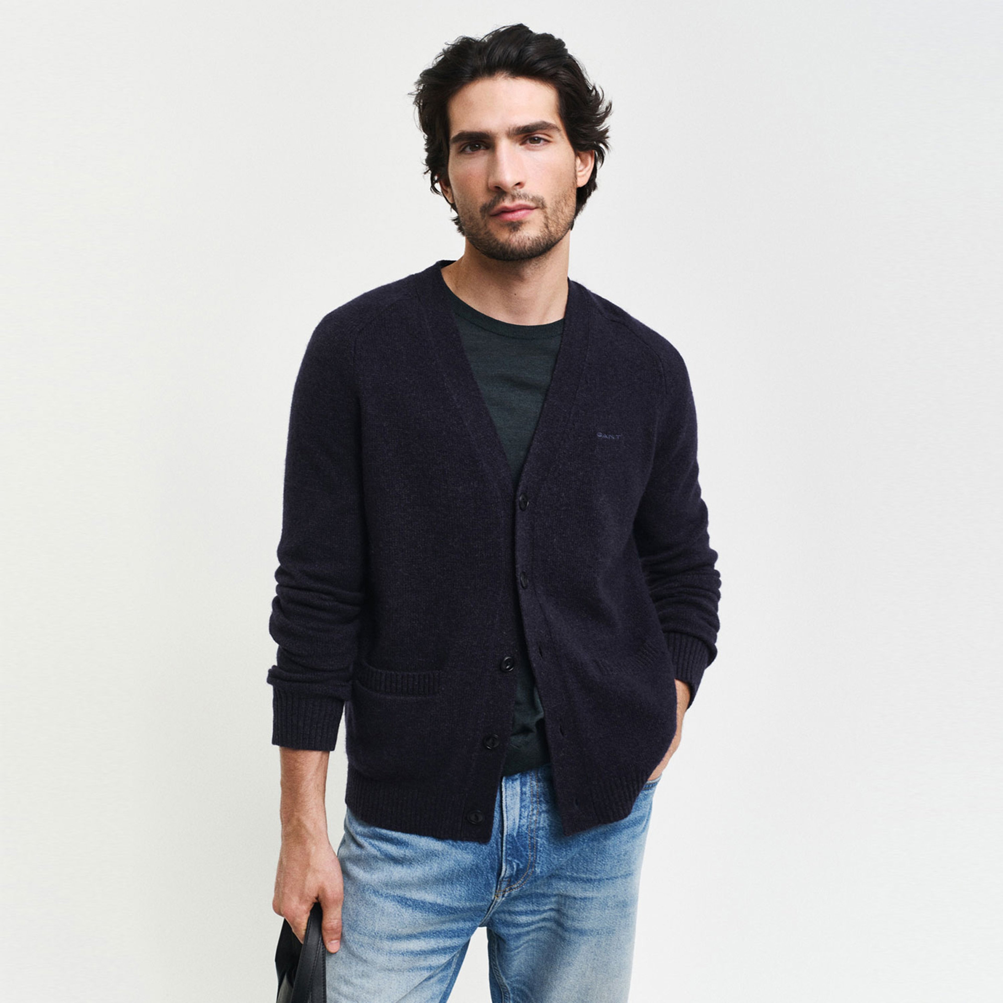 GANT Erkek Lacivert Regular Fit Uzun Kollu Hırka