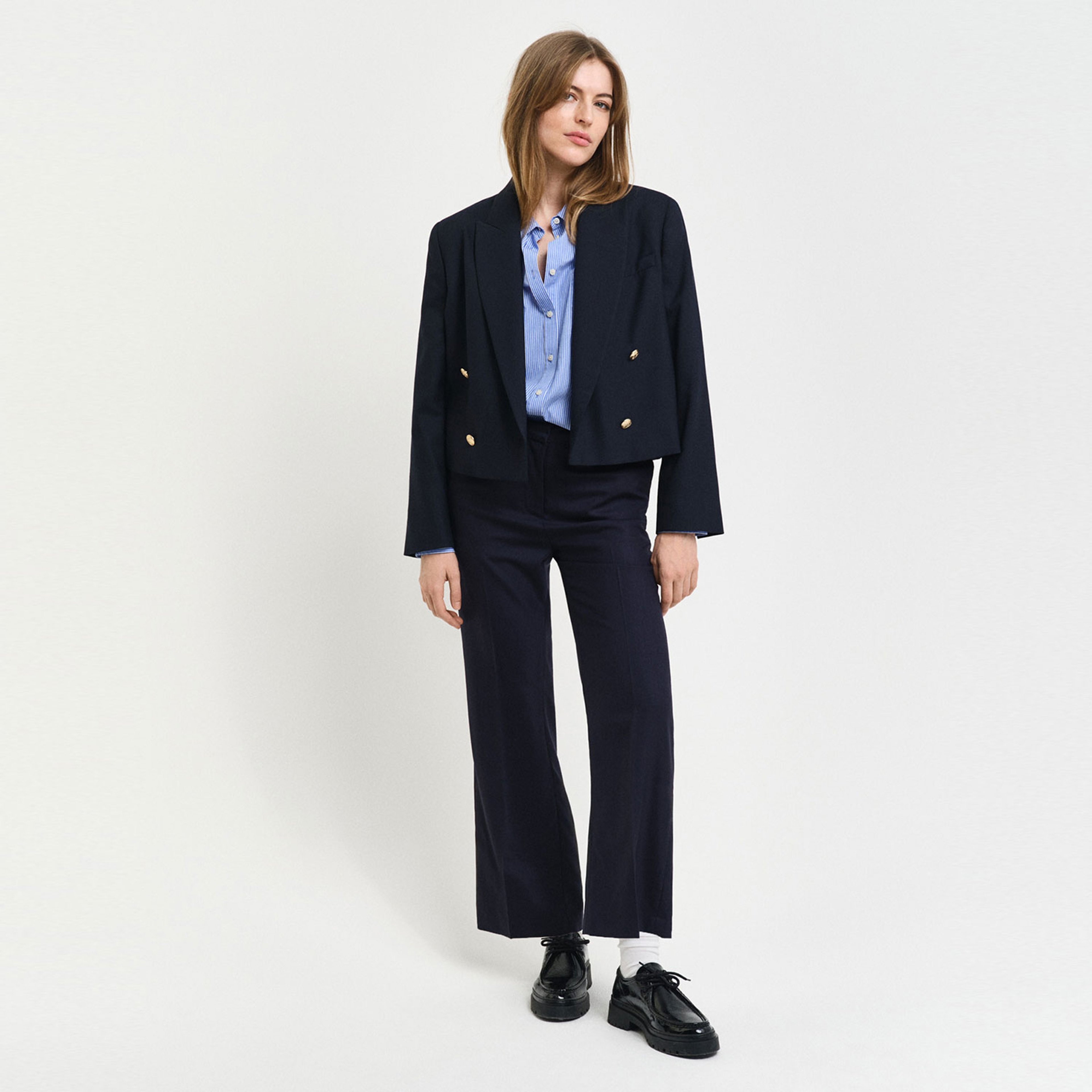 GANT Kadın Lacivert Relaxed Fit Pantolon