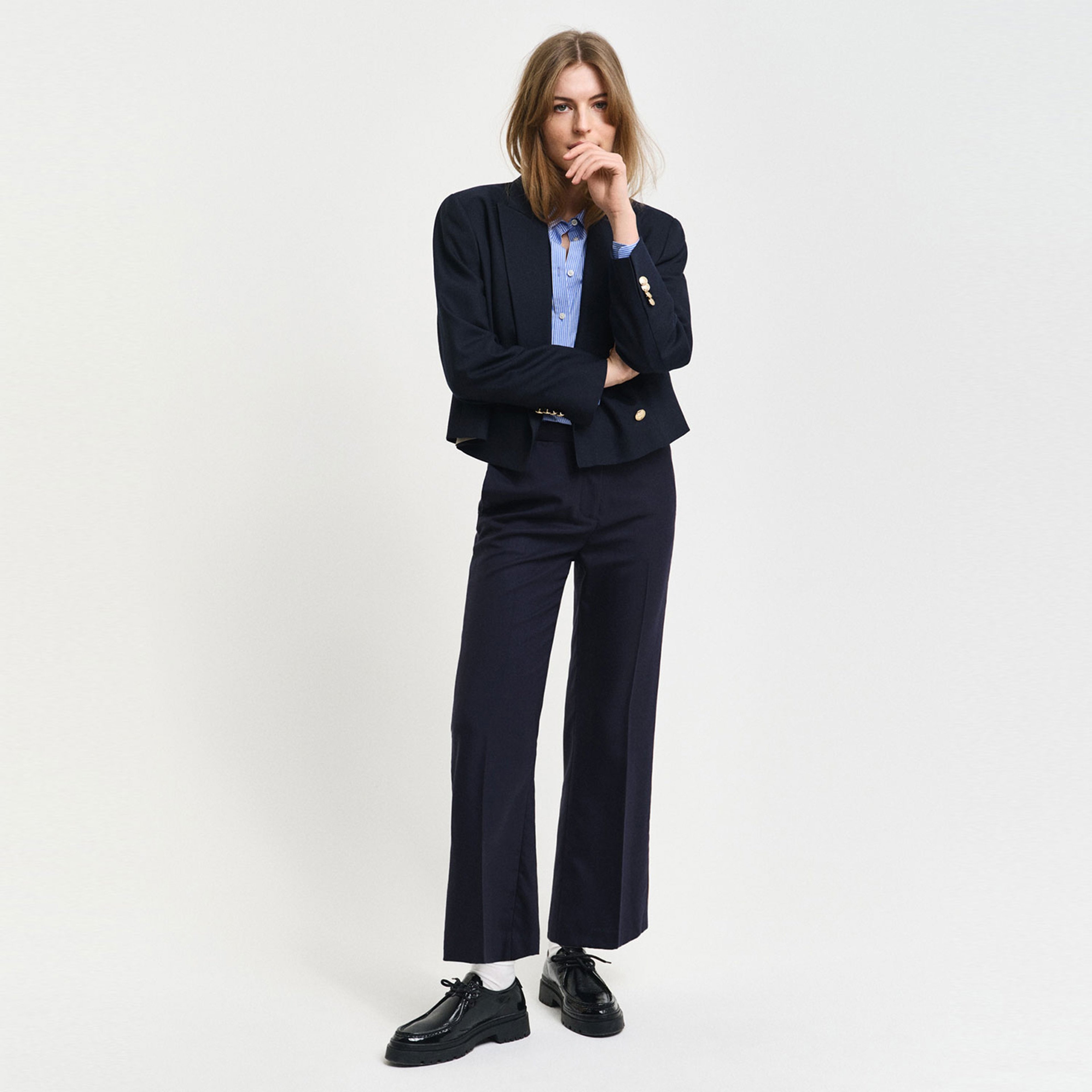 GANT Kadın Lacivert Relaxed Fit Pantolon