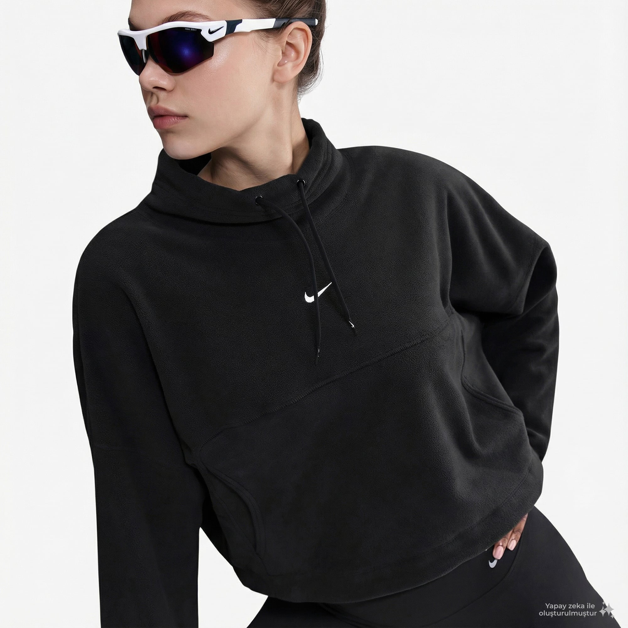 Nike One Therma-Fit Polar Kadın Siyah Kapüşonlu Hoodie
