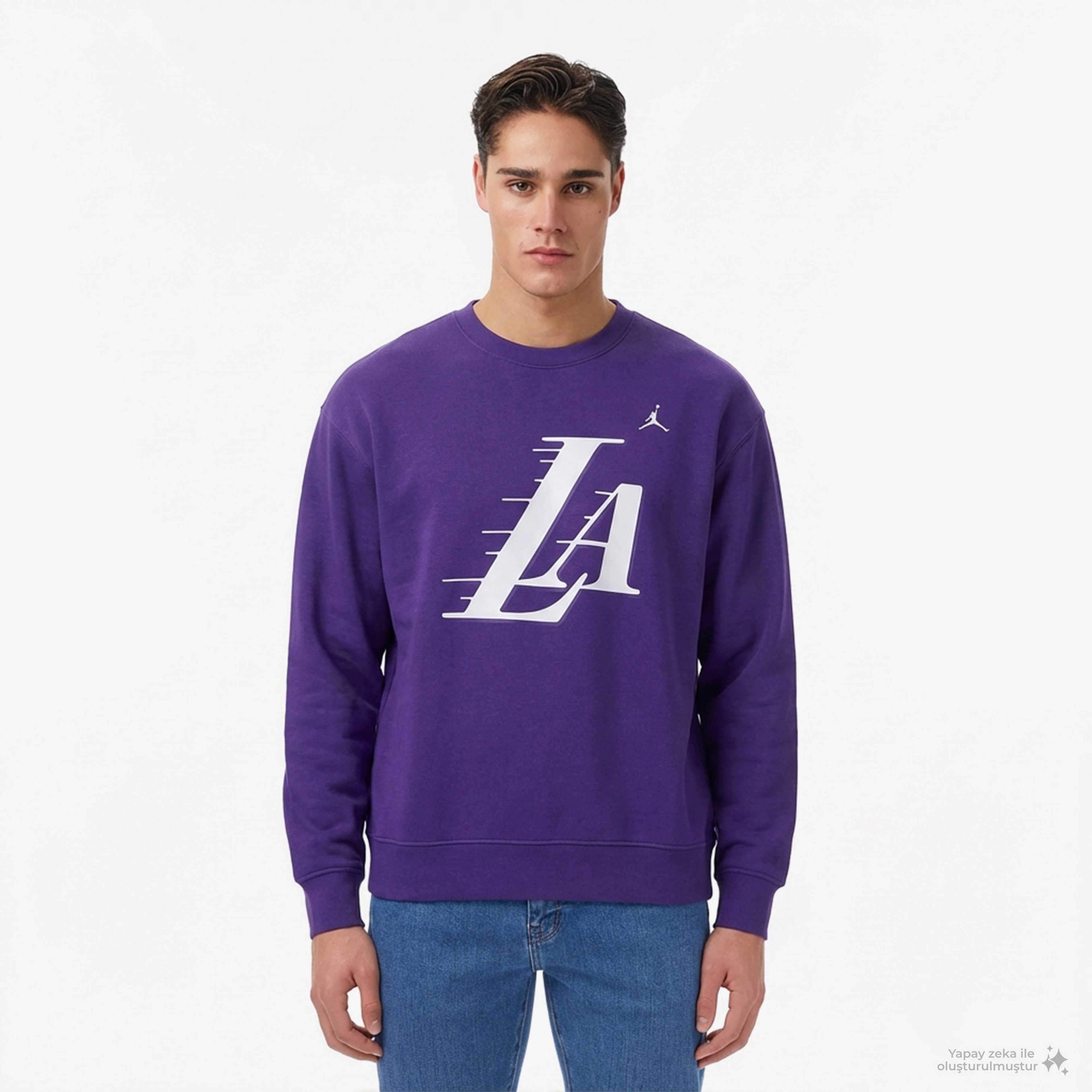 Nike Los Angeles Lakers Statement Essentials Erkek Mor Basketbol Sweatshirt
