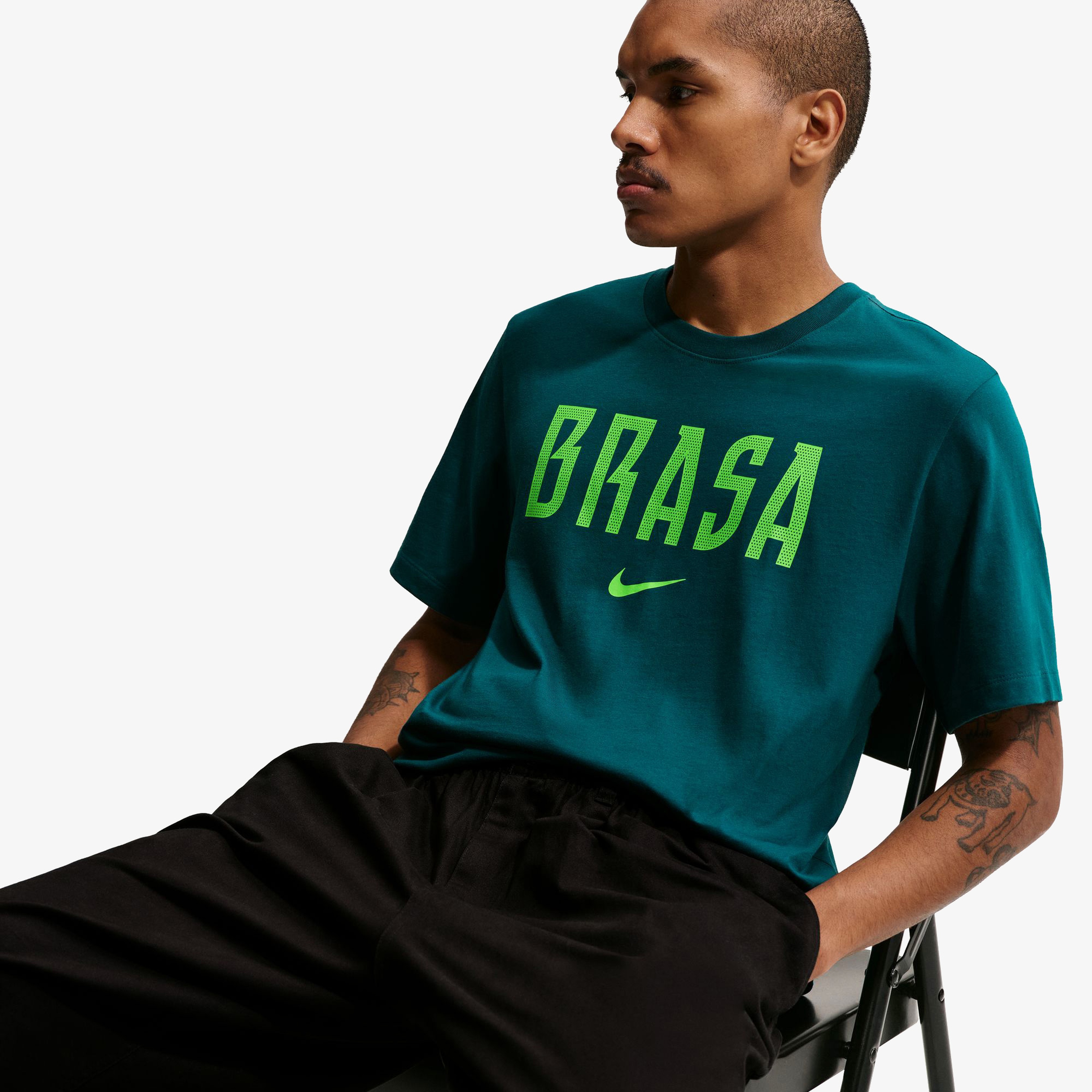 Nike Brazil Erkek Yeşil Futbol T-Shirt