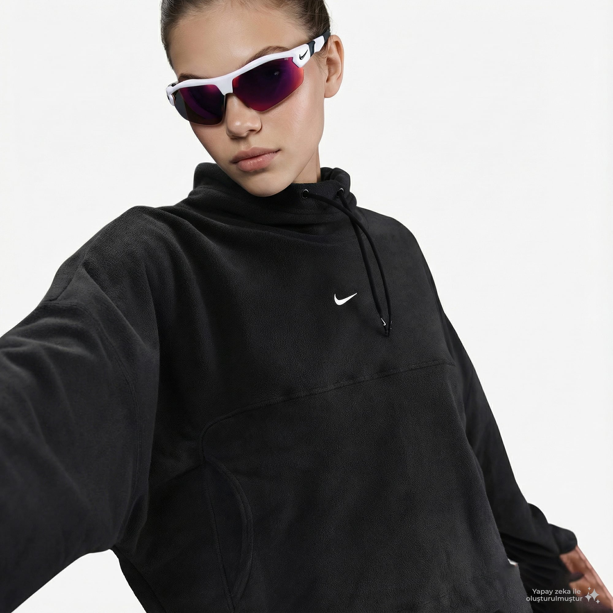 Nike One Therma-Fit Polar Kadın Siyah Kapüşonlu Hoodie