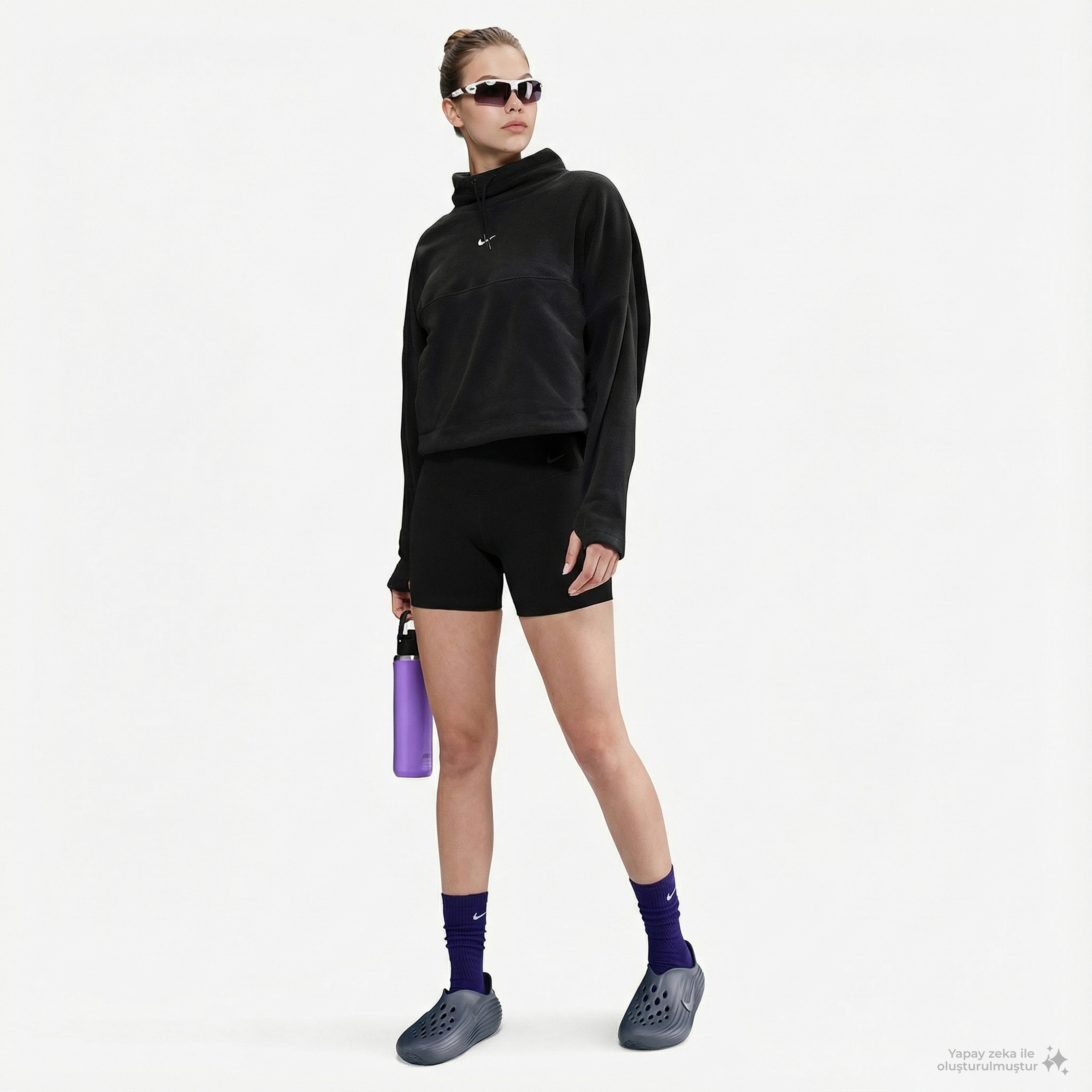 Nike One Therma-Fit Polar Kadın Siyah Kapüşonlu Hoodie
