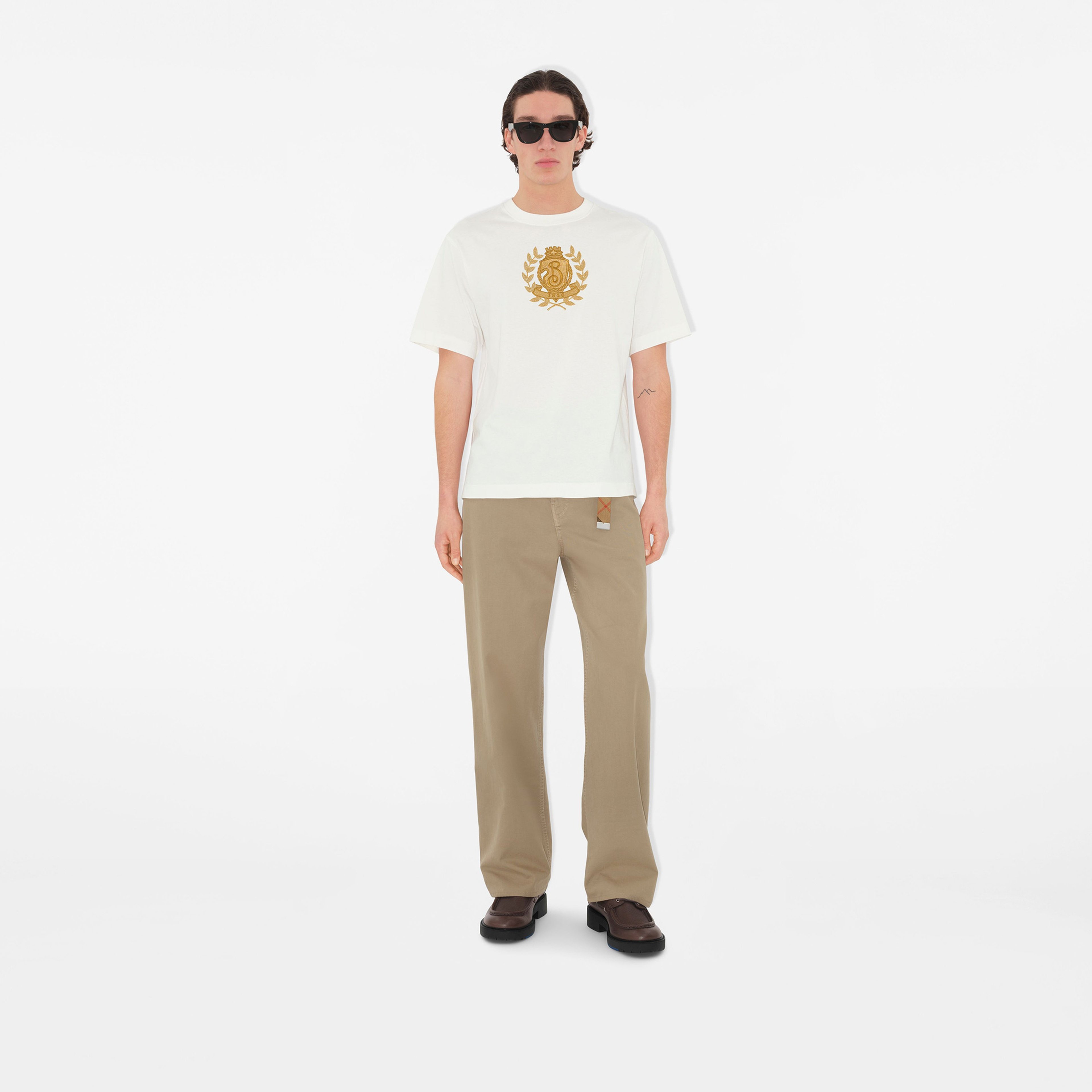 Burberry Sic Crest Cotton Erkek Beyaz T-Shirt