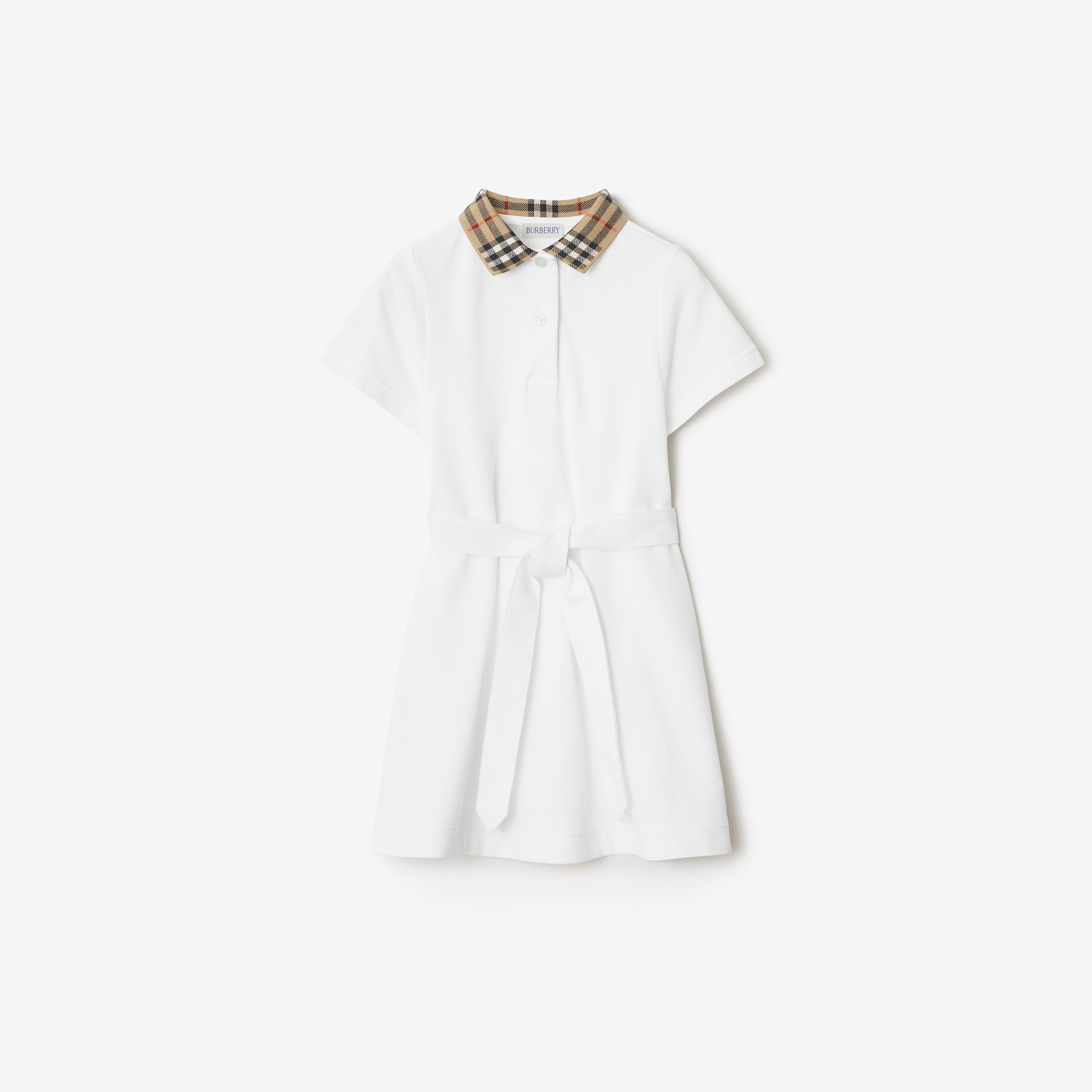 Burberry Astrid Collar Cotton Çocuk Beyaz Elbise