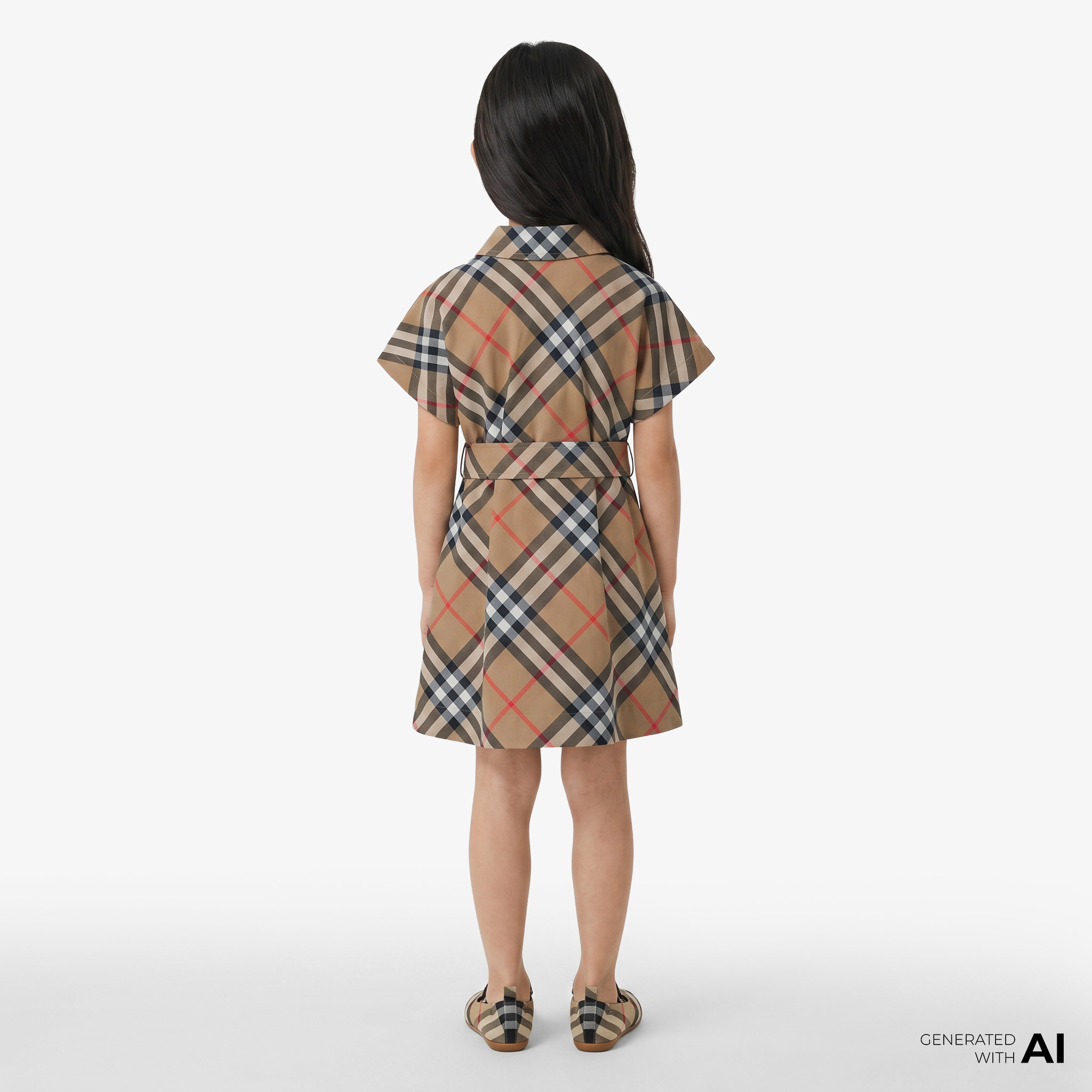 Burberry Check Pamuklu Çocuk Bej Elbise