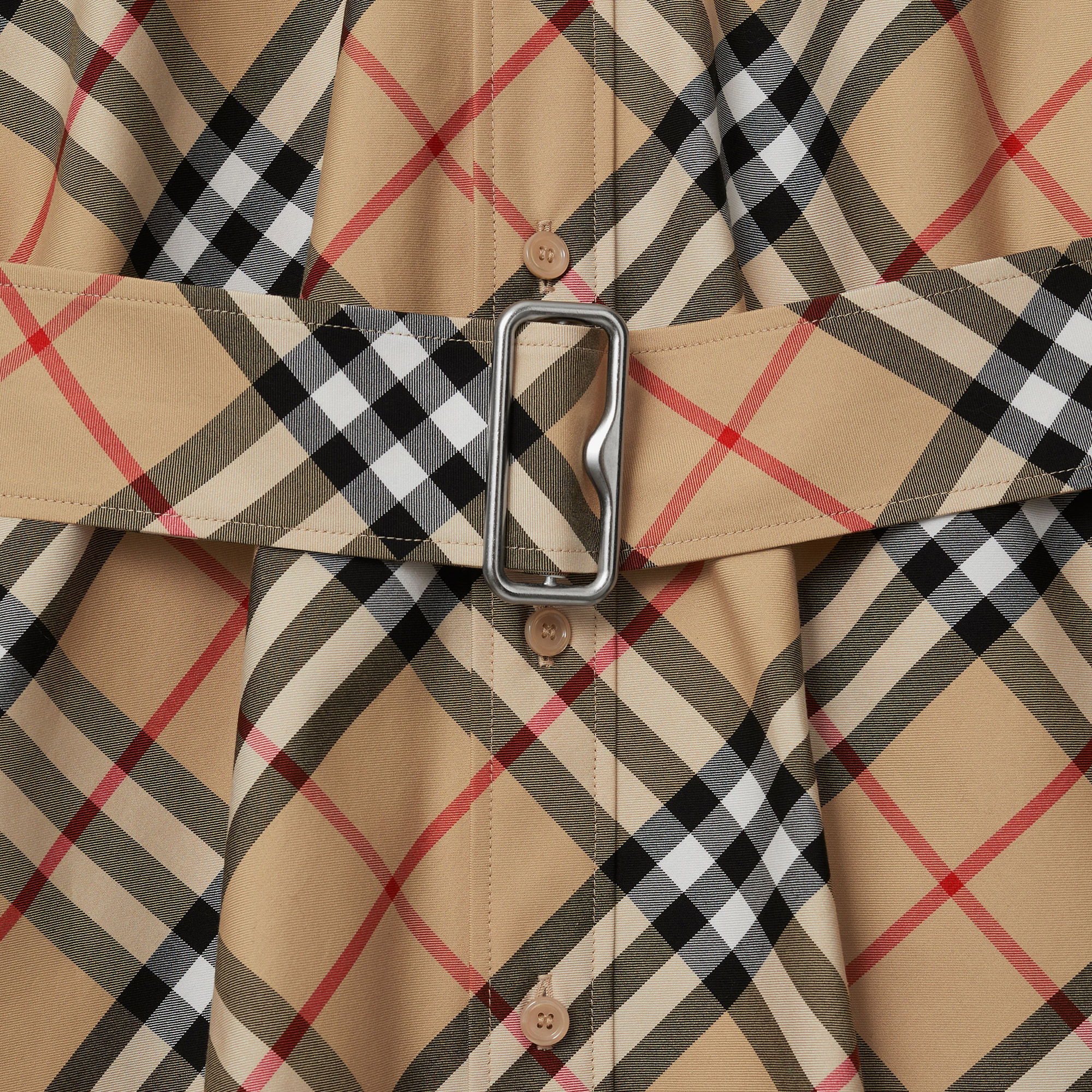 Burberry Check Pamuklu Kadın Bej Elbise