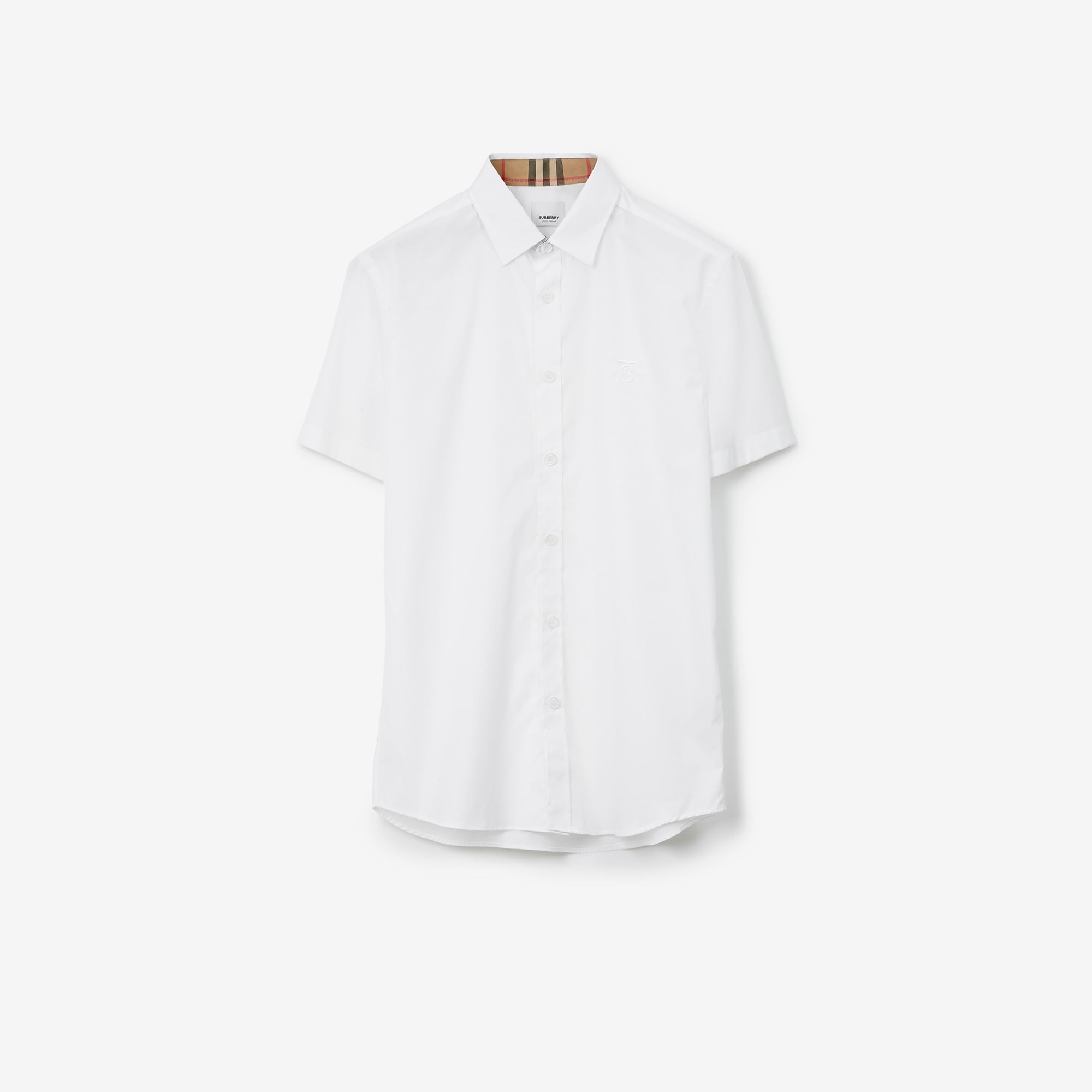 Burberry Sherwood Stretch Cotton Erkek Beyaz Gömlek