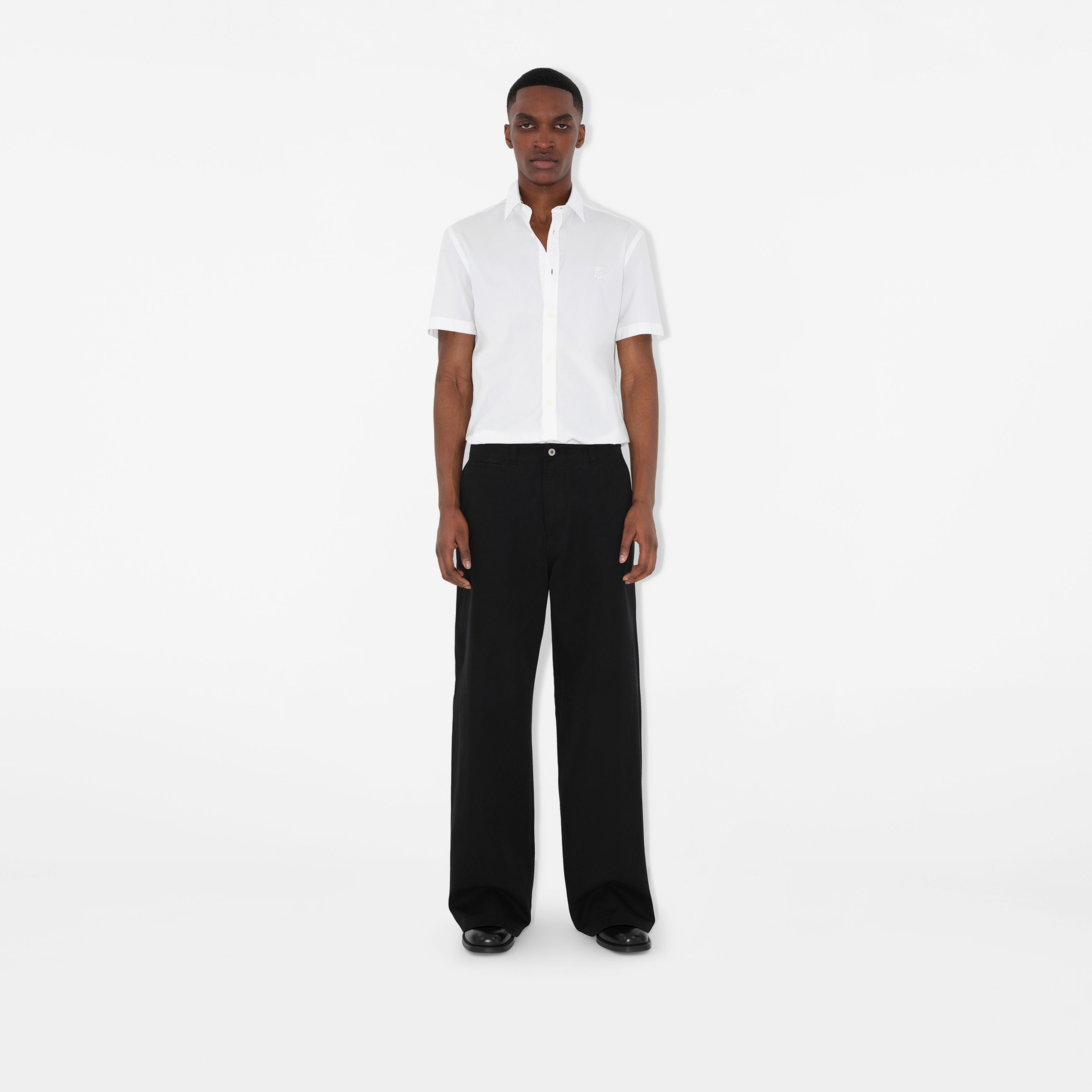 Burberry Sherwood Stretch Cotton Erkek Beyaz Gömlek