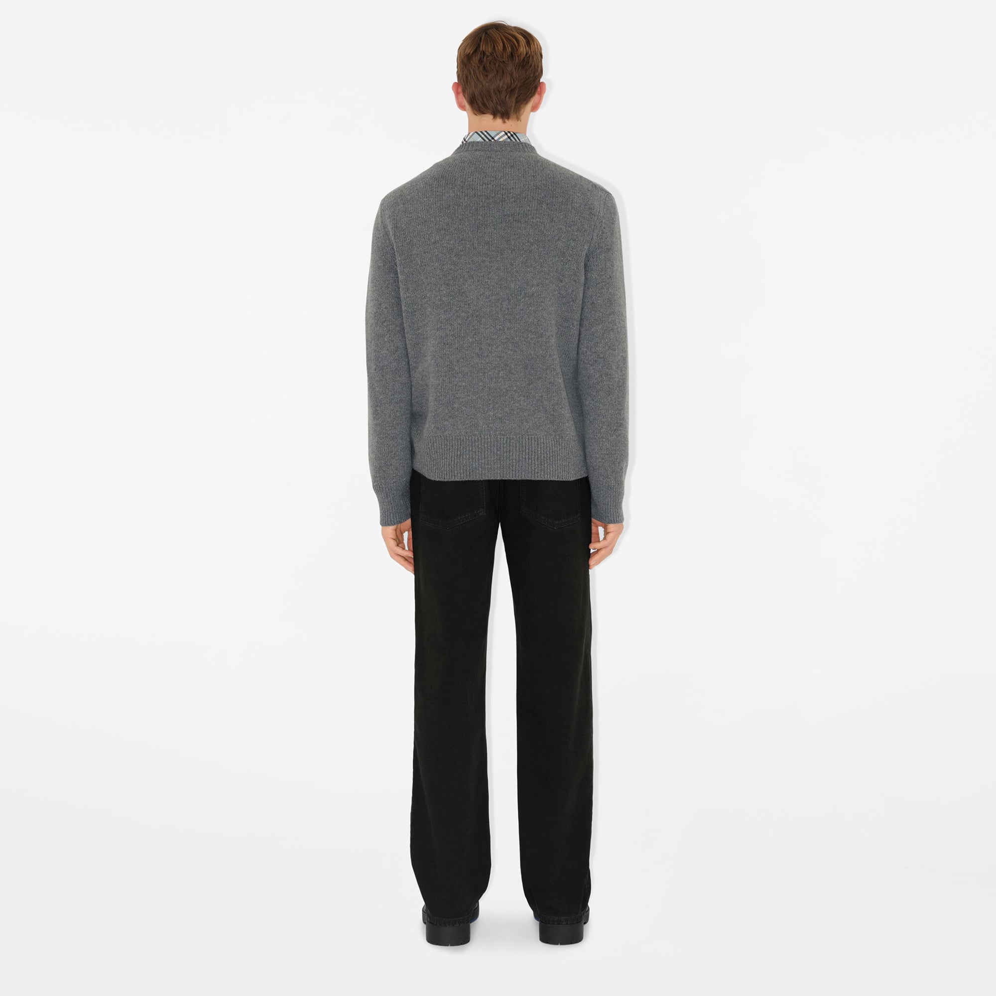 Burberry Pai Wool Cashmere Erkek Gri Kazak
