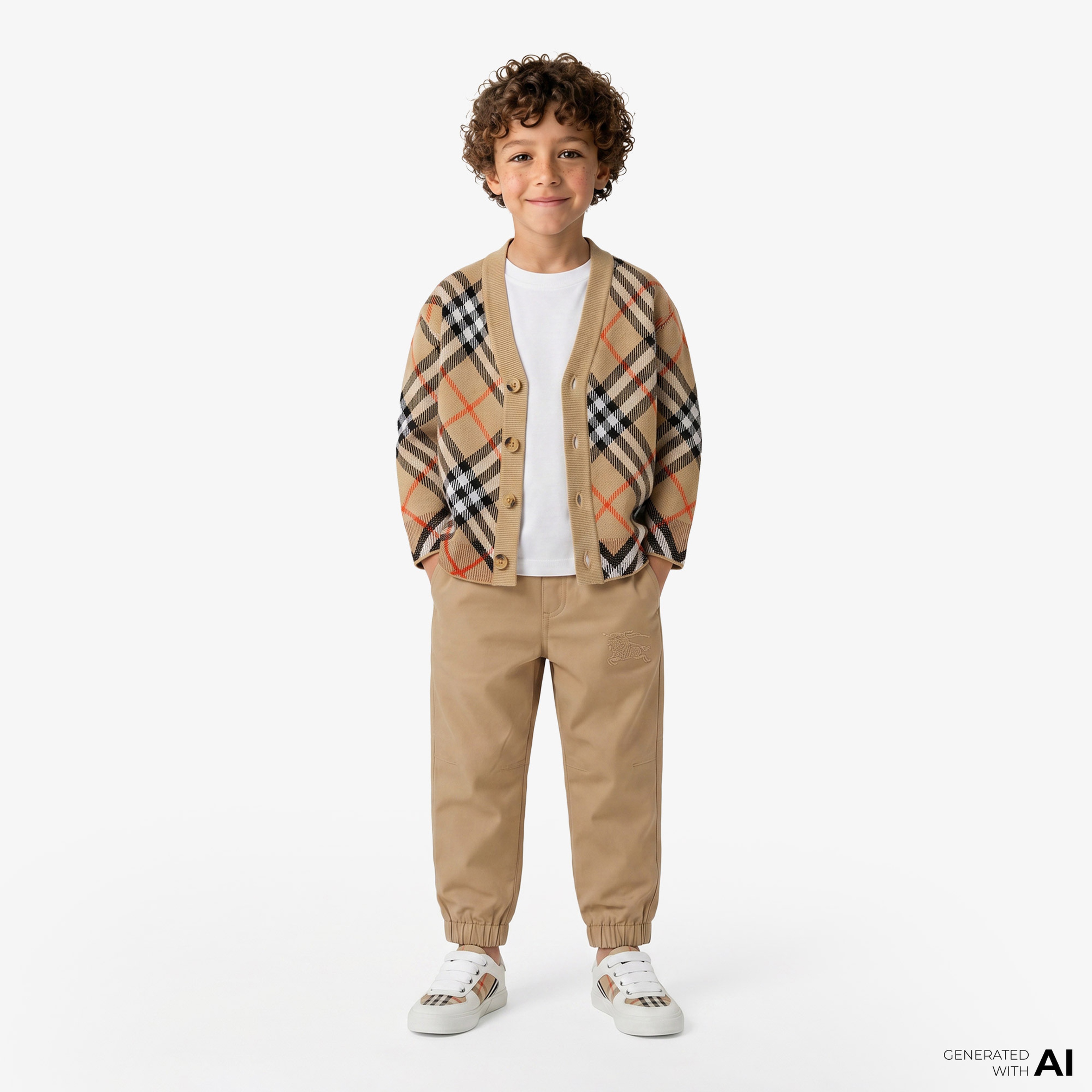 Burberry Graham Wool Cardigan Çocuk Bej Hırka