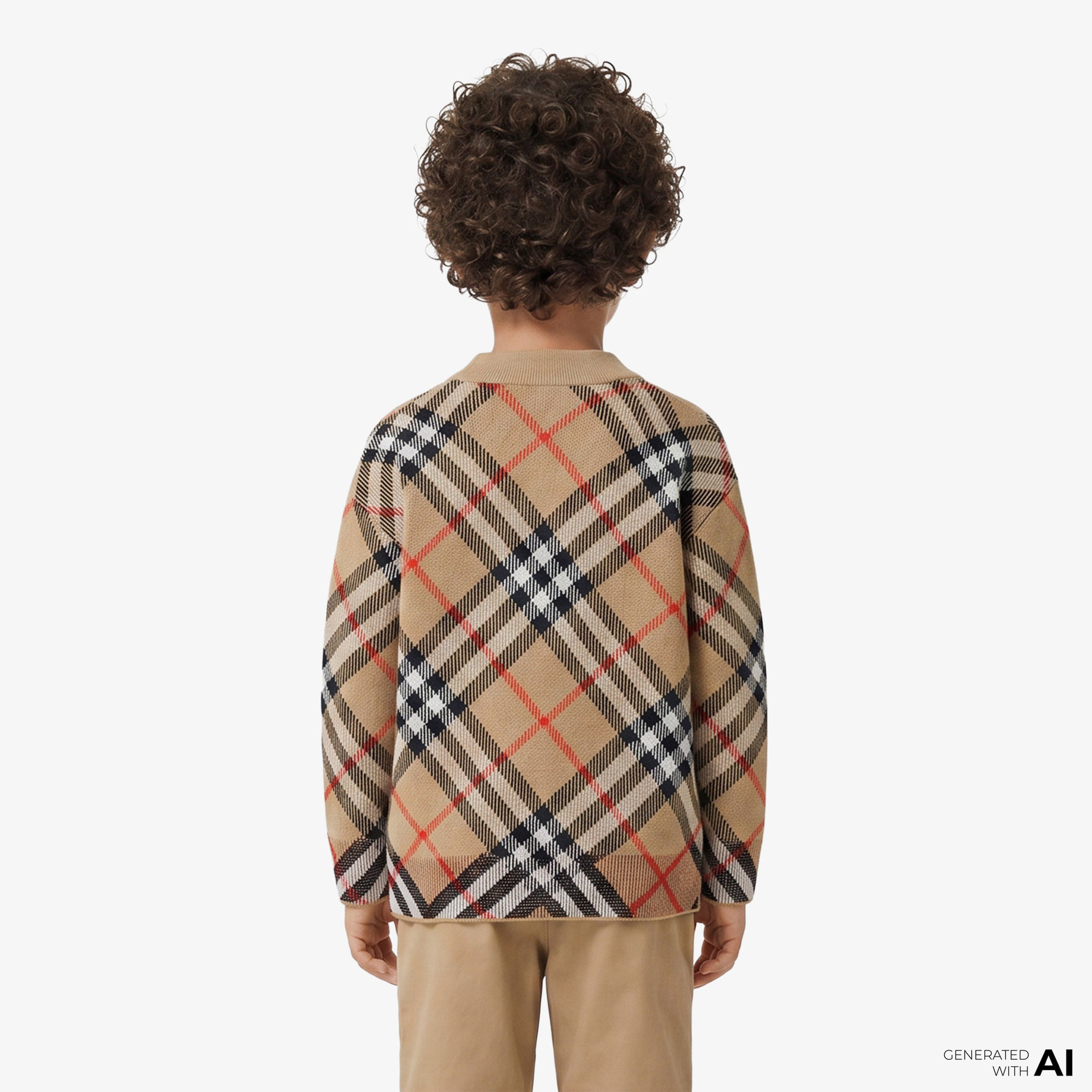 Burberry Graham Wool Cardigan Çocuk Bej Hırka