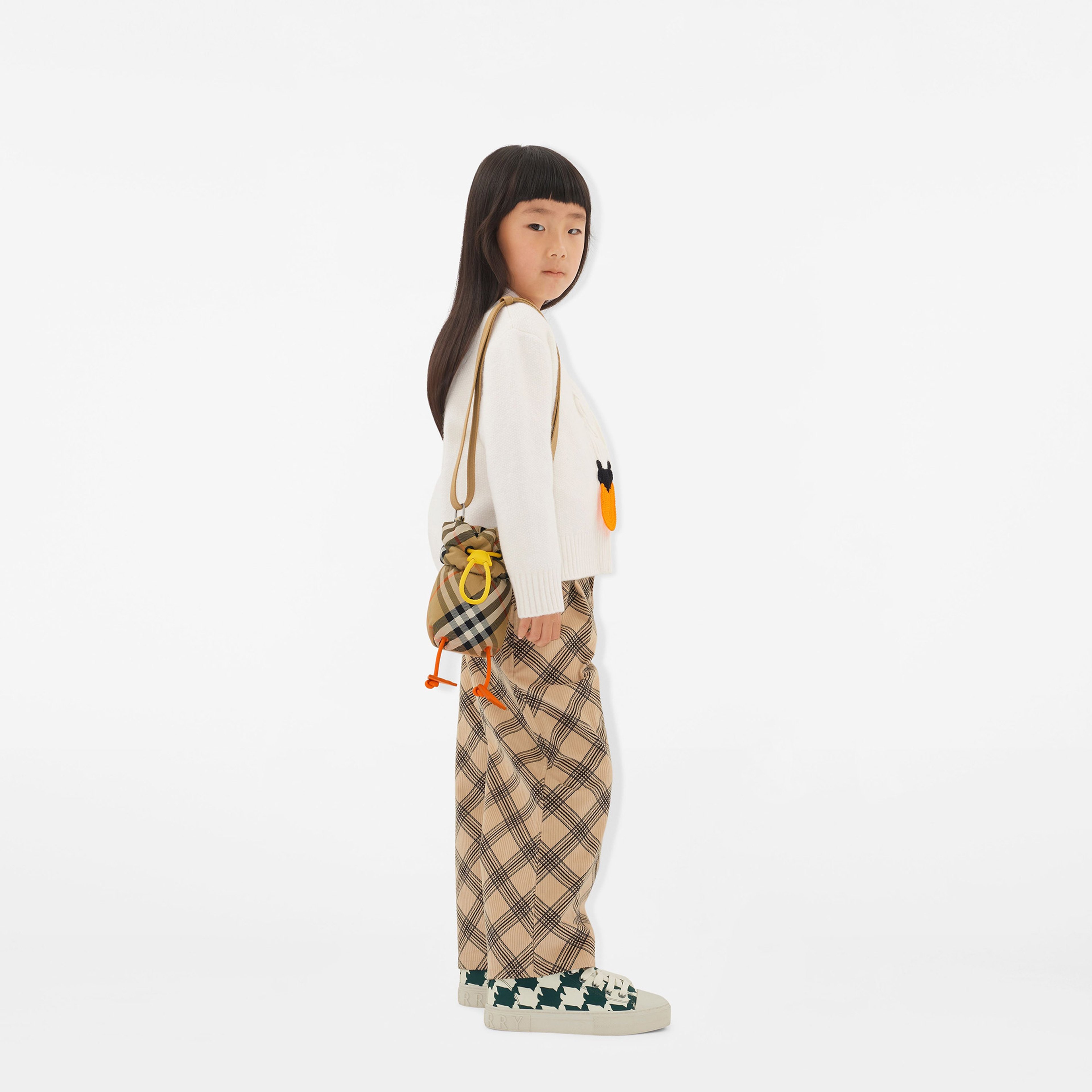 Burberry Duck Check Nylon Çocuk Bej Omuz Çantası