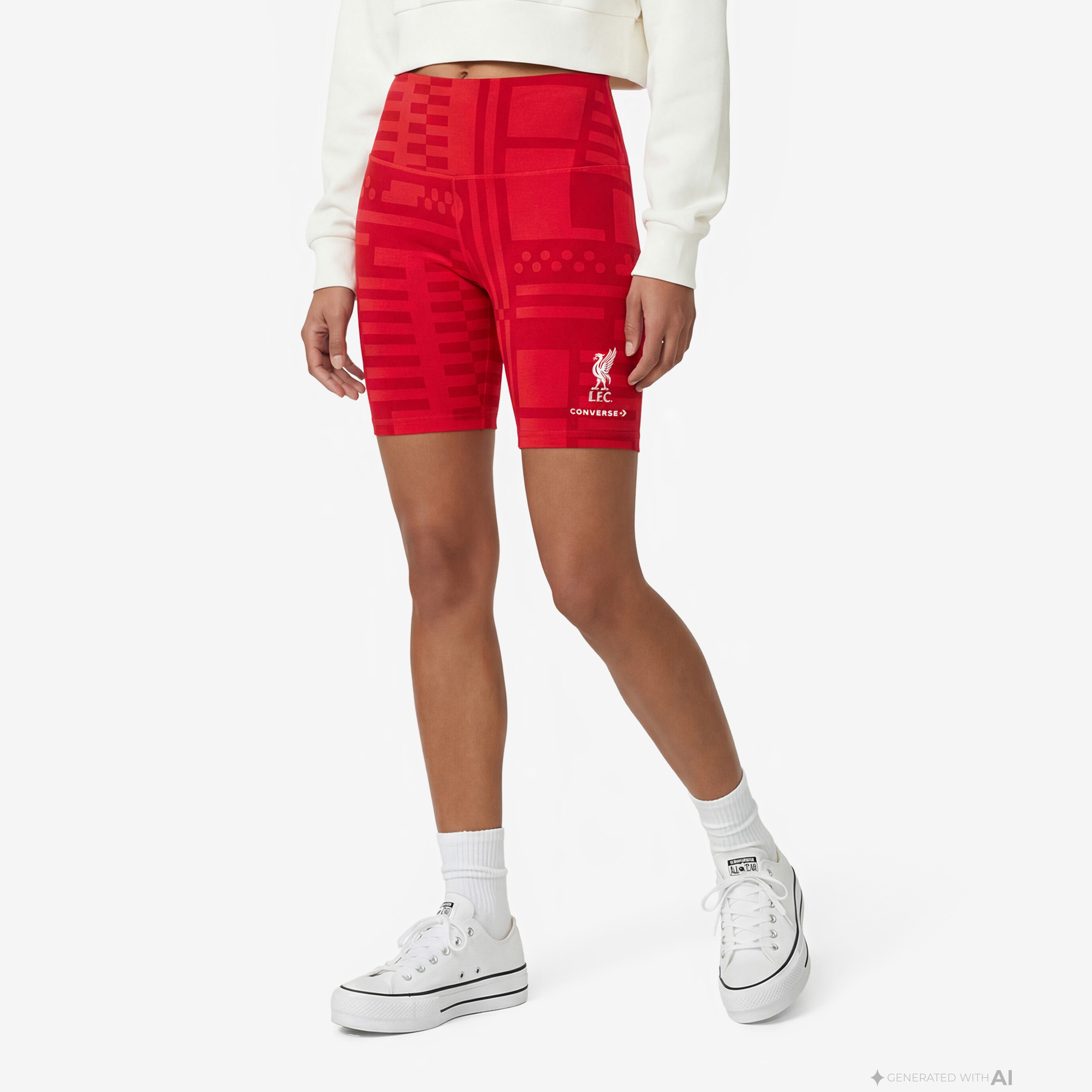 Converse x LFC Desenli Kadın Kırmızı Tayt