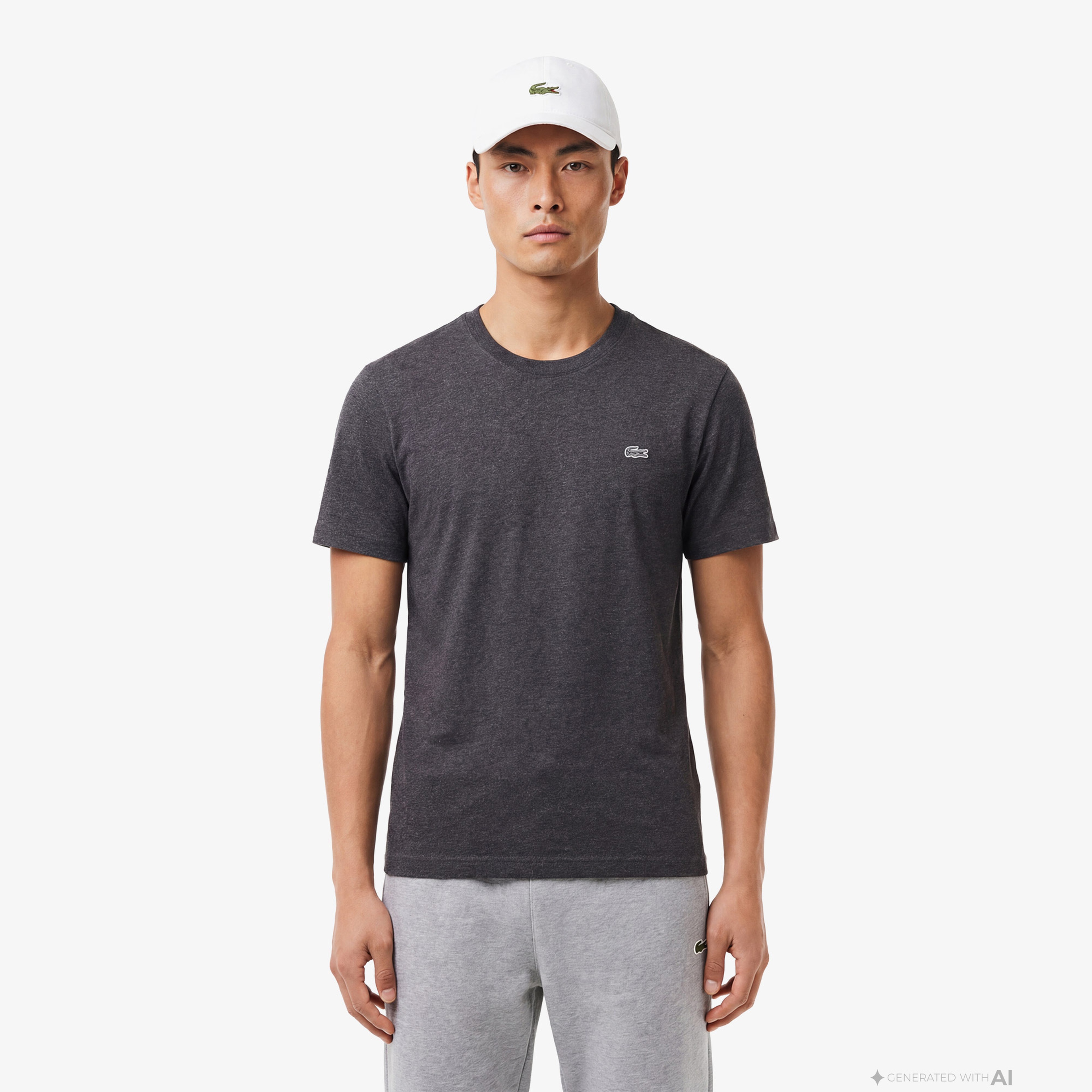 Erkek Regular Fit Bisiklet Yaka Koyu Gri T-Shirt