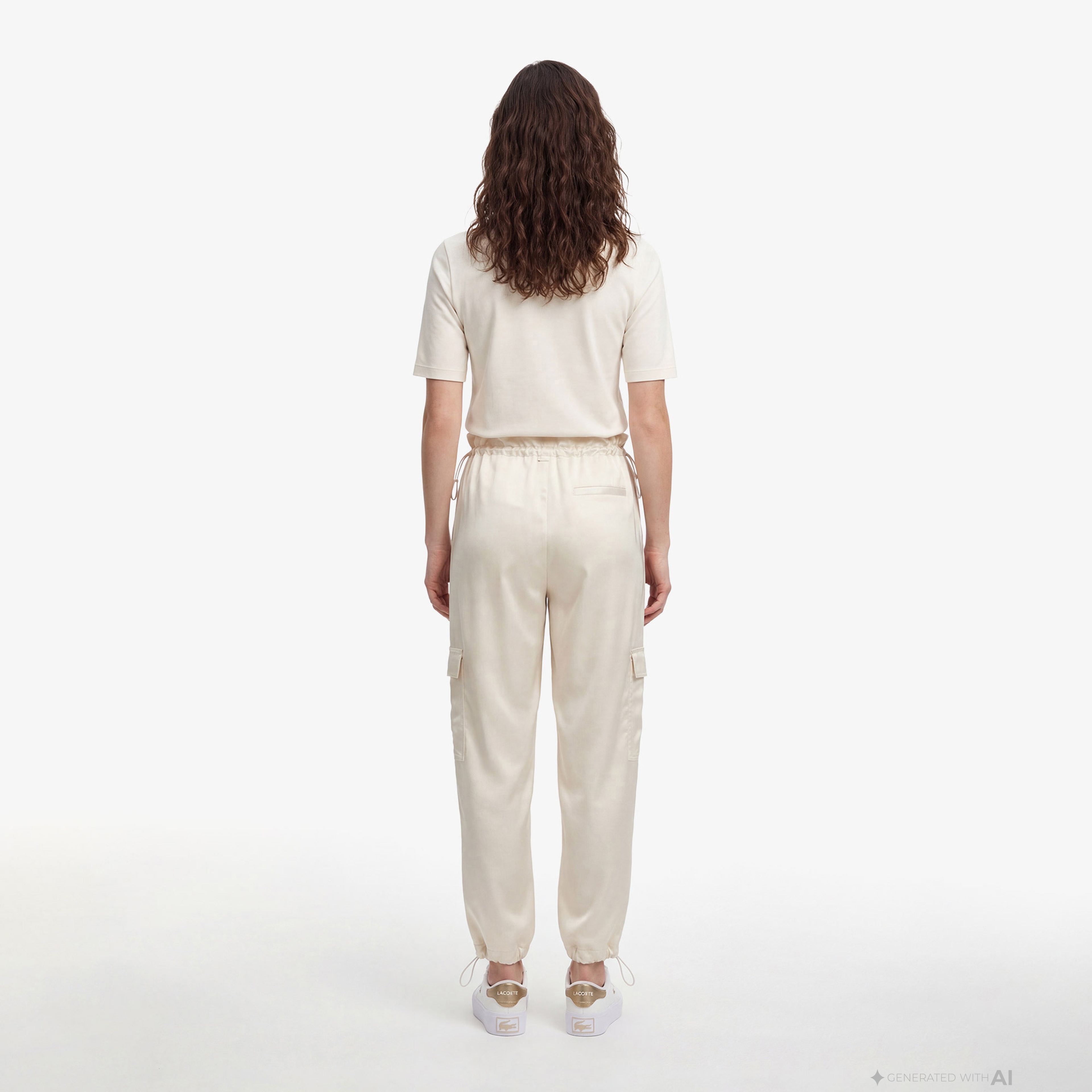 Kadın Oversize Fit Krem Kargo Pantolon