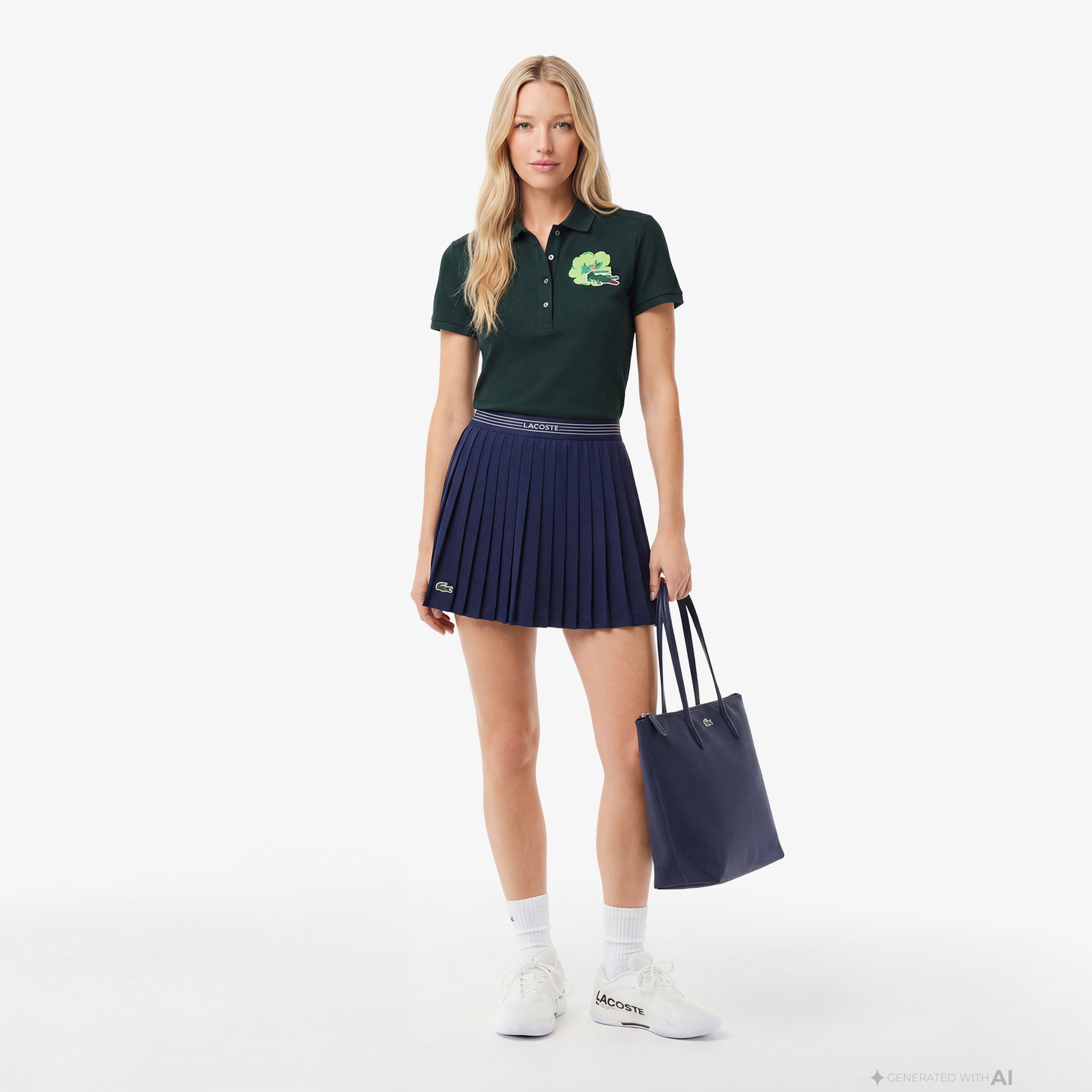 Kadın Slim Fit Koyu Yeşil Polo