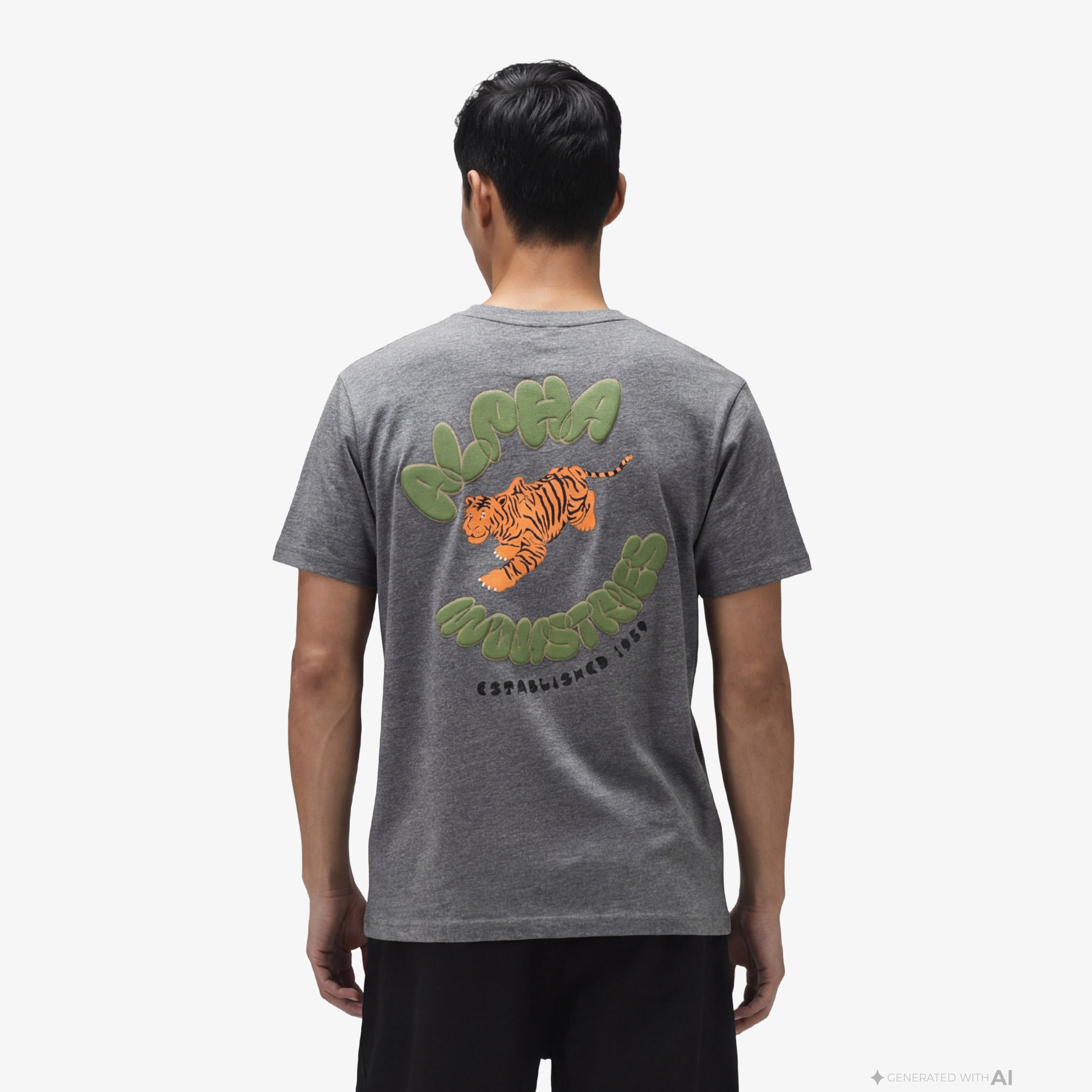 Alpha Industries Tiger Erkek Gri T-Shirt