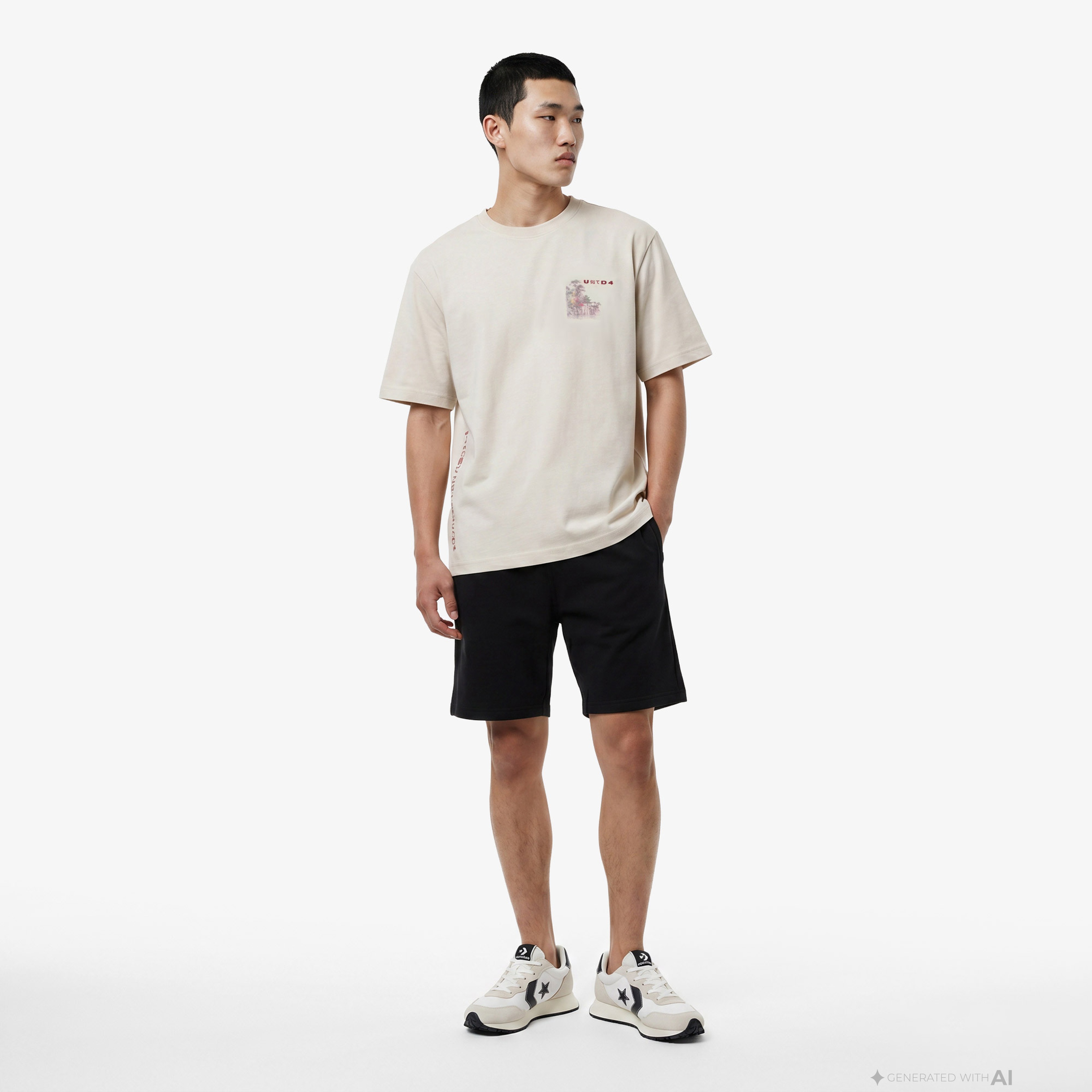 UNITED4 Erkek Bej Modal Karışımlı T-Shirt