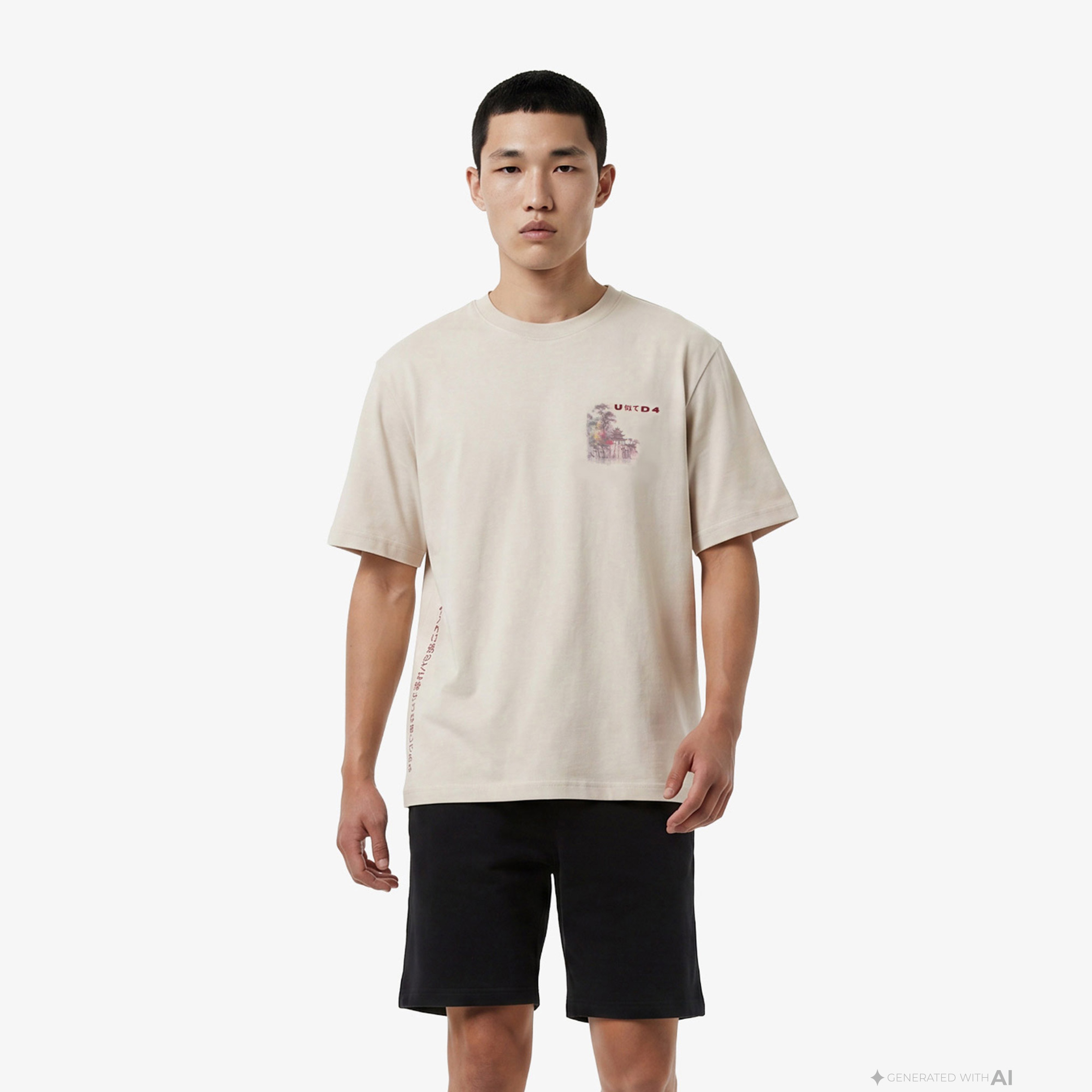 UNITED4 Erkek Bej Modal Karışımlı T-Shirt