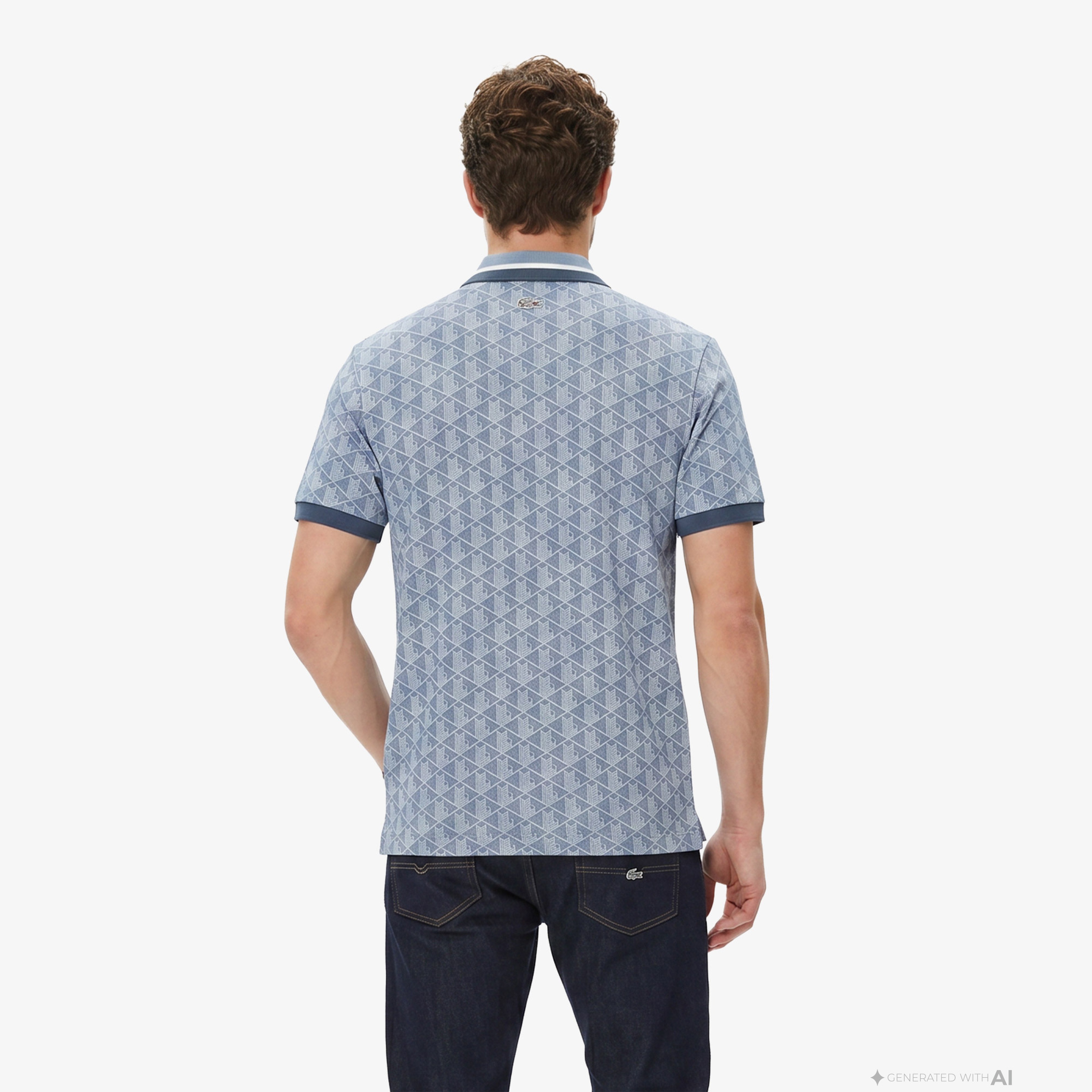 Lacoste Erkek Classic Fit Monogram Mavi Polo