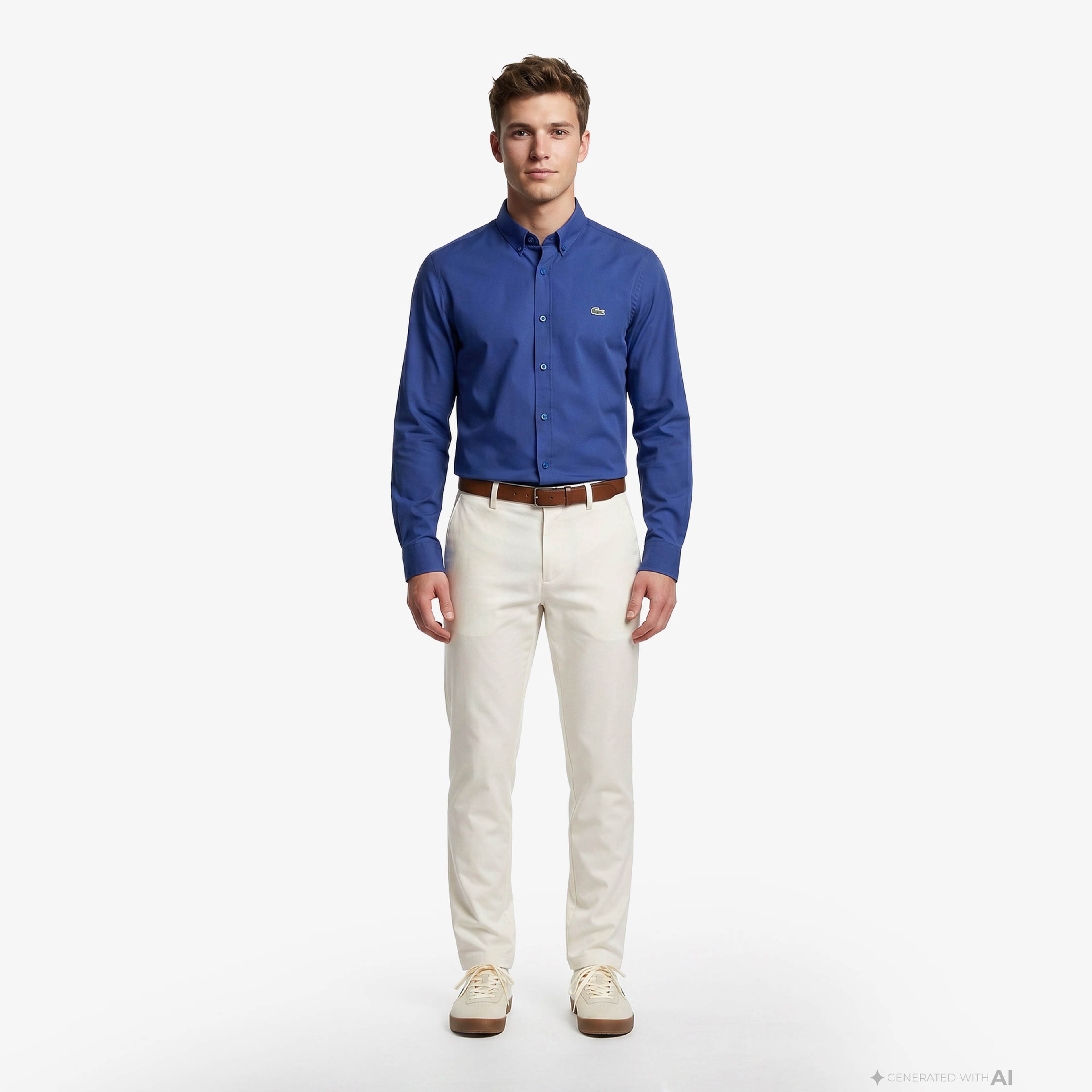 Men's Blue Slim Fit shirt with button collar