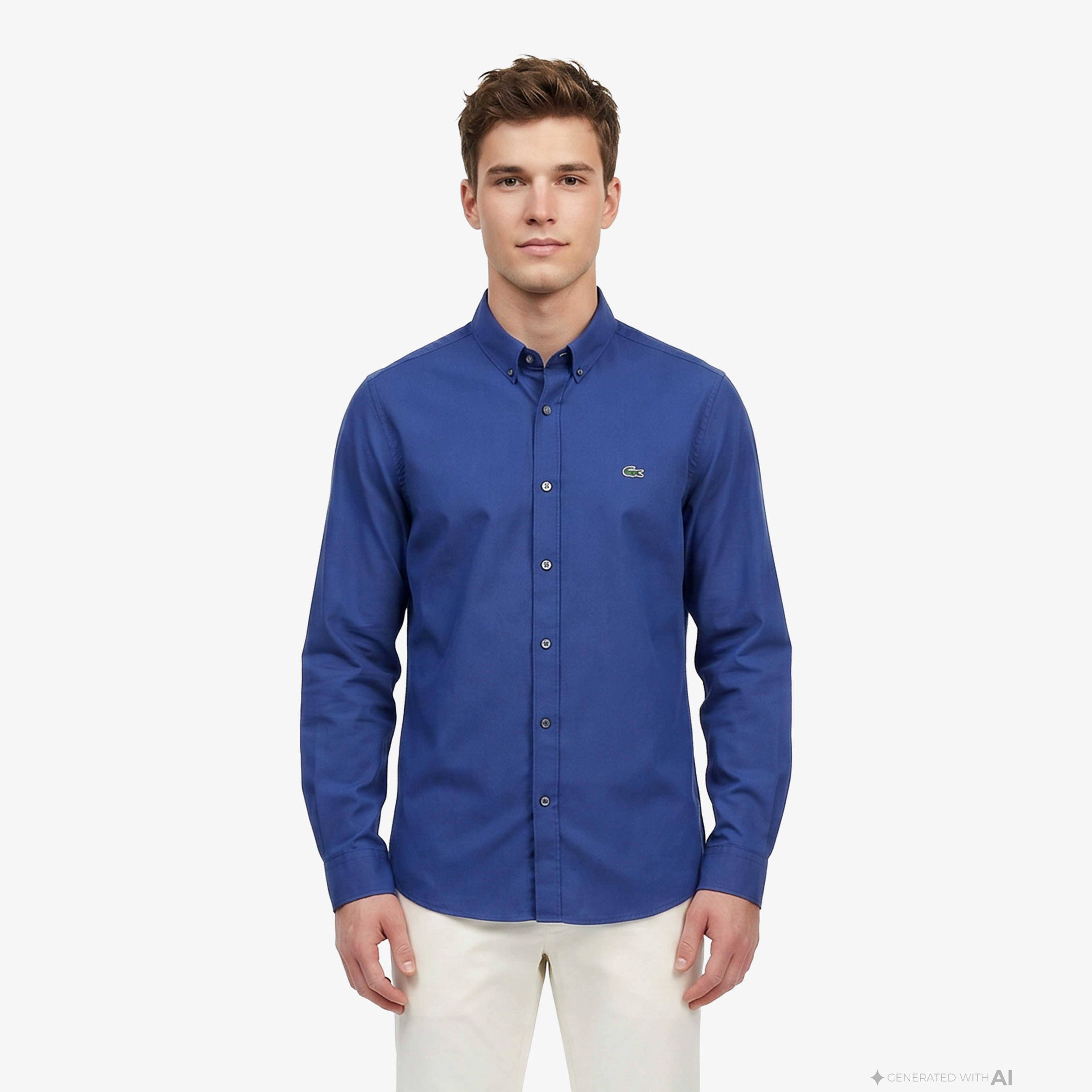 Men's Blue Slim Fit shirt with button collar