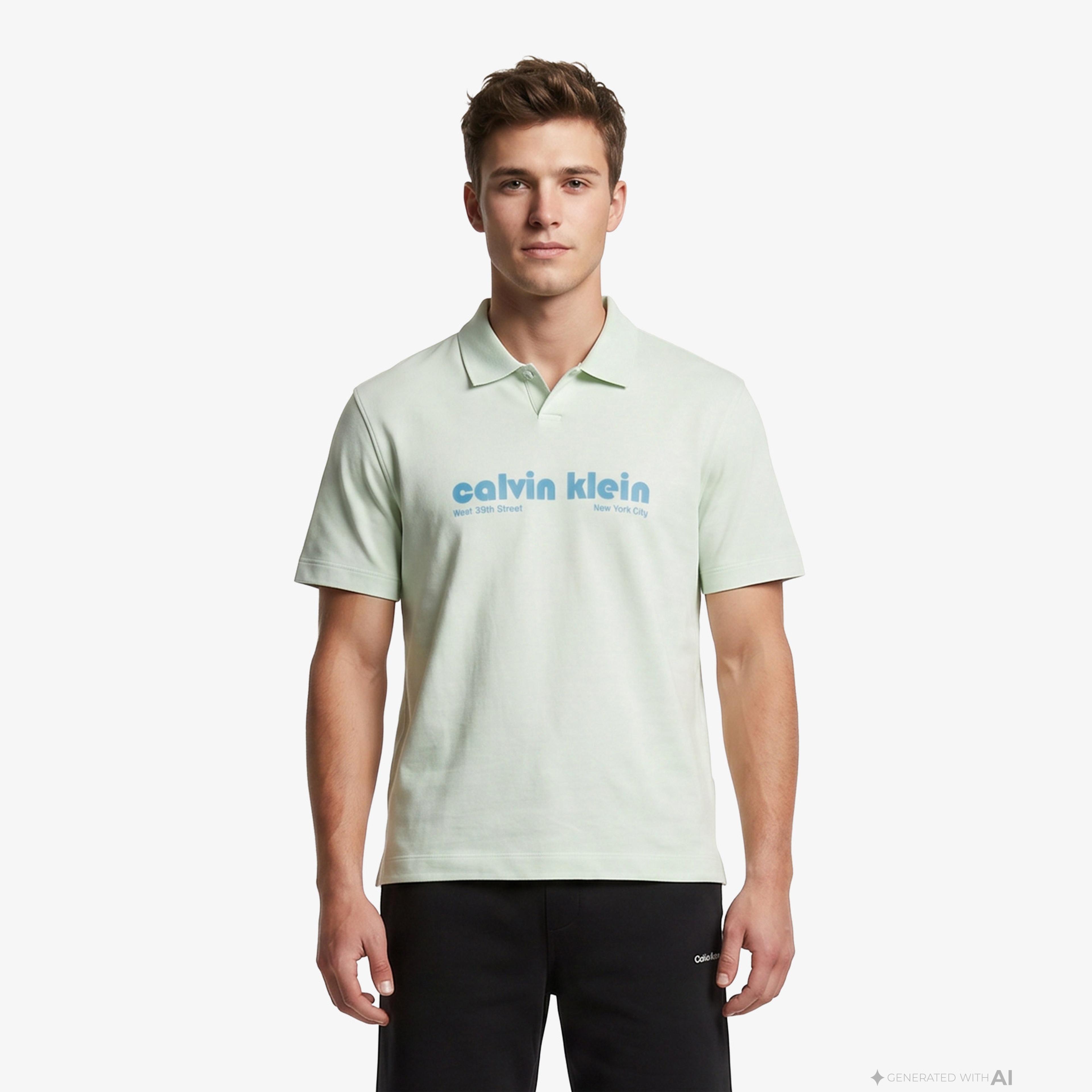 Calvin Klein Premium Terry Relaxed Erkek Su Yeşili Polo