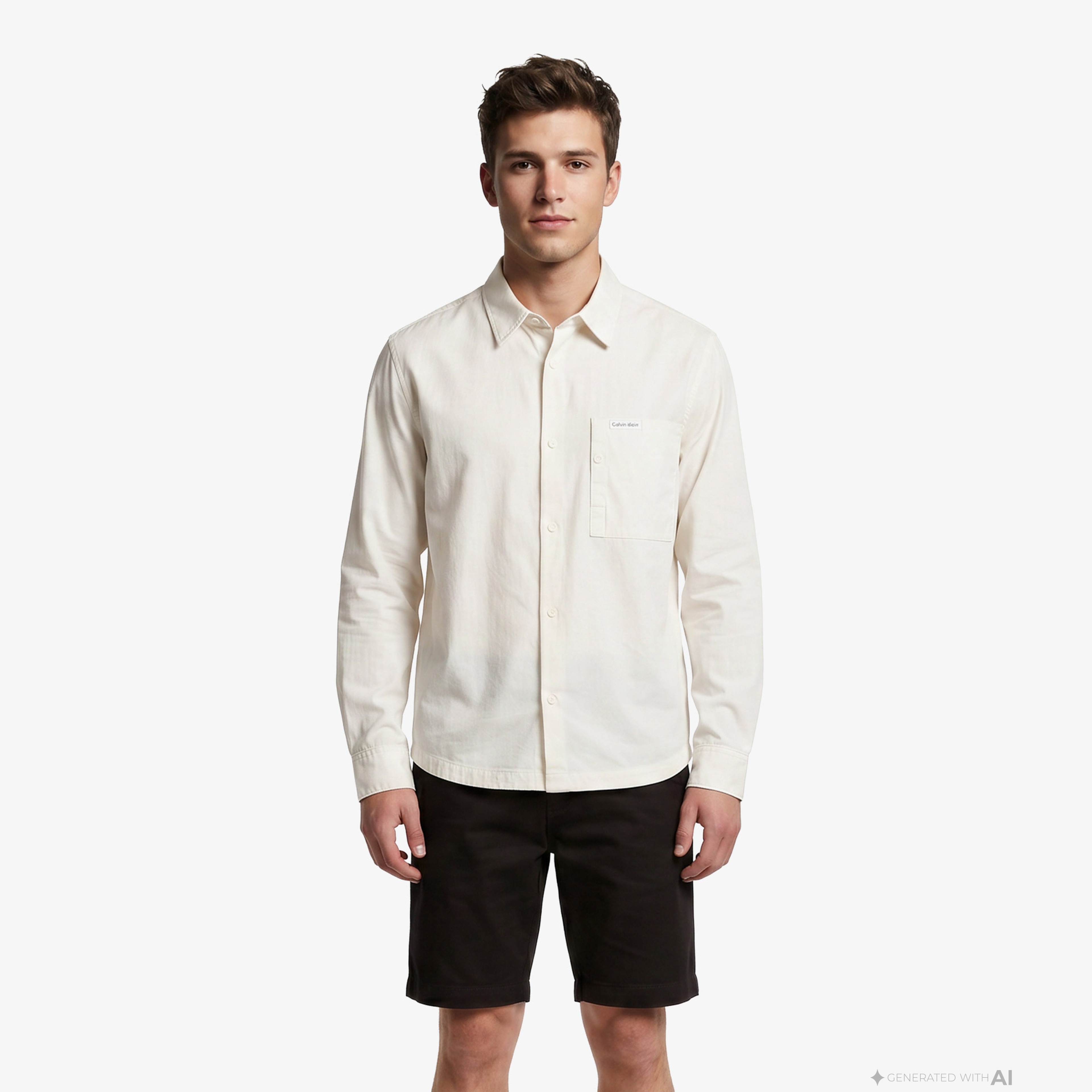 Calvin Klein Cotton Nylon Erkek Beyaz Gömlek