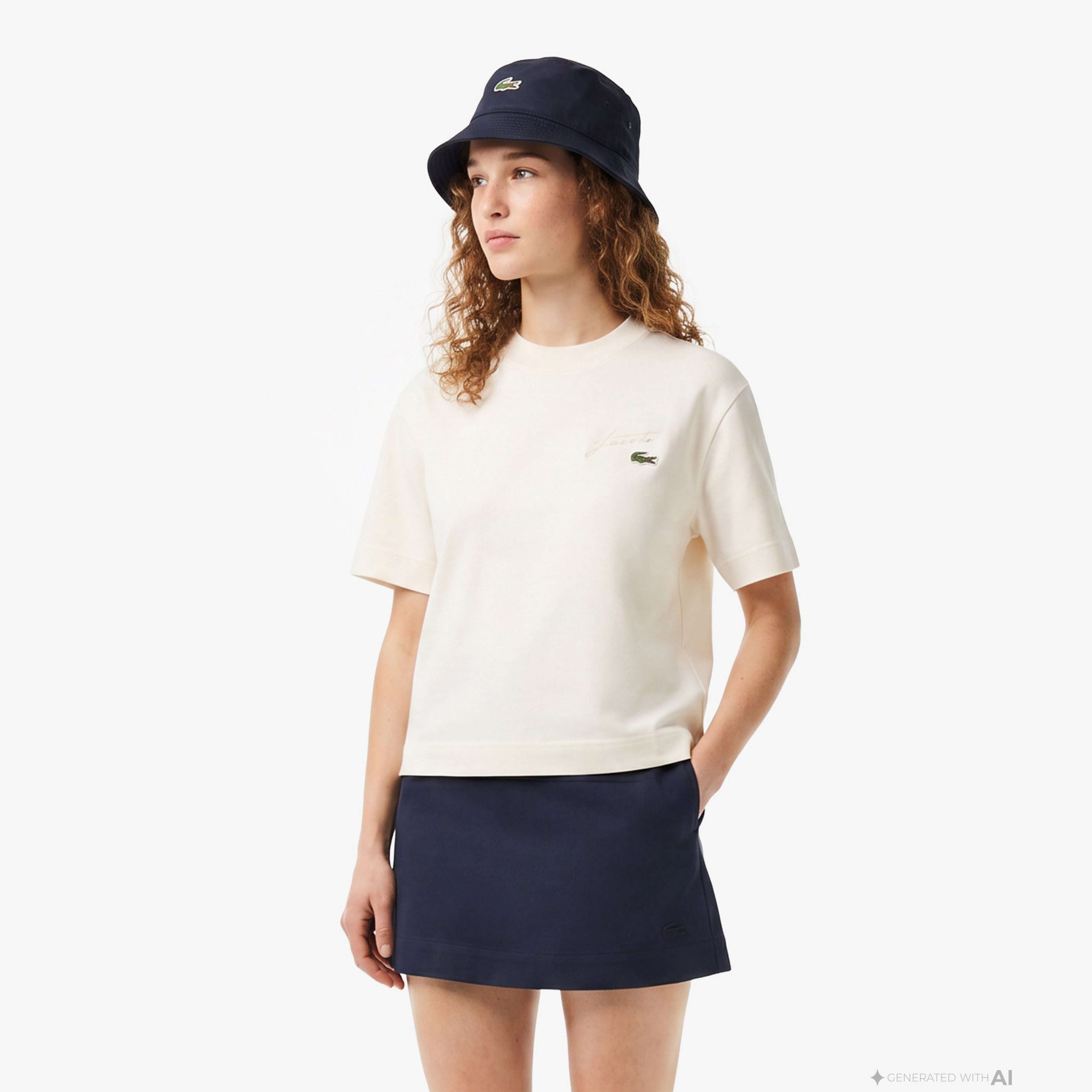 Lacoste Kadın Krem T-Shirt