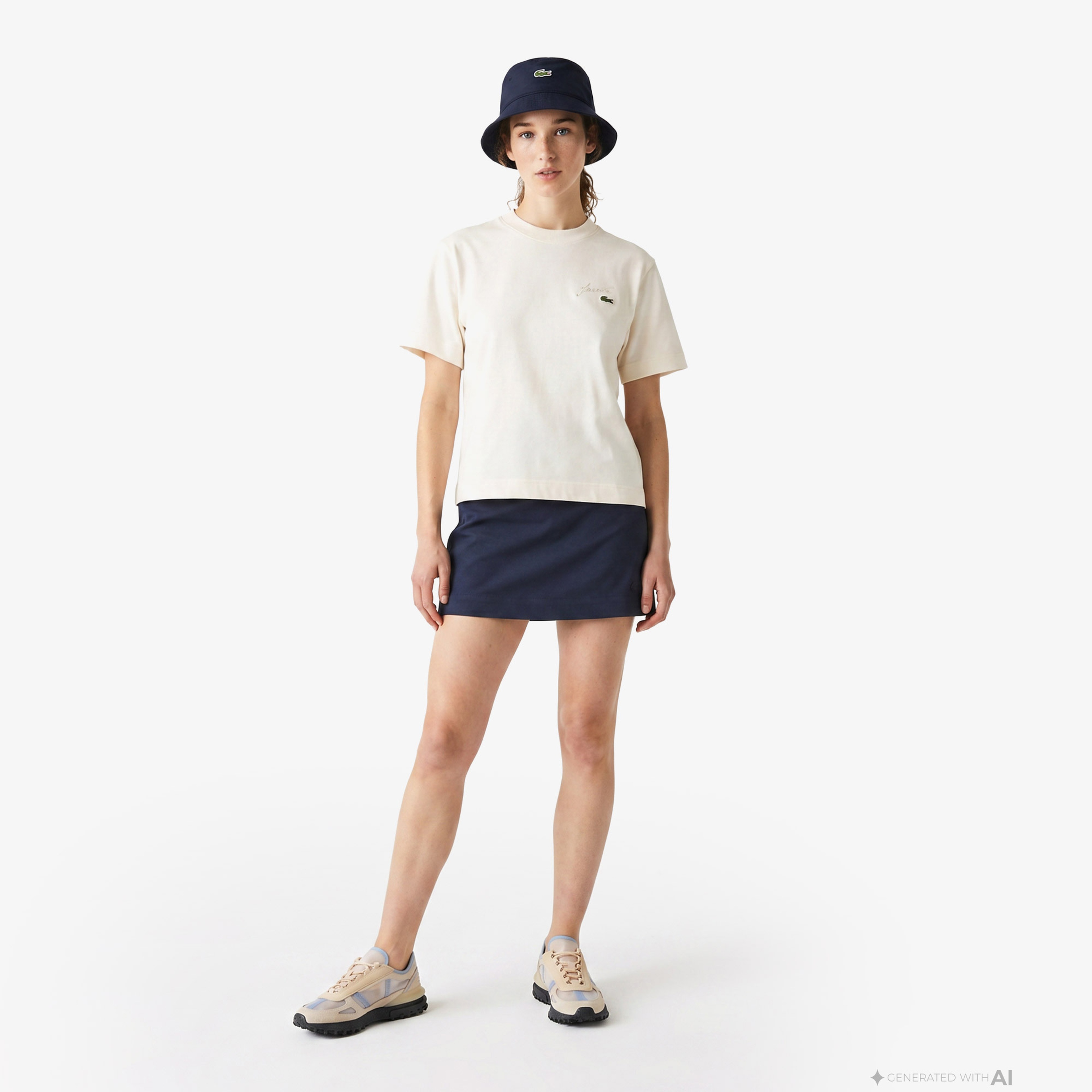 Lacoste Kadın Krem T-Shirt