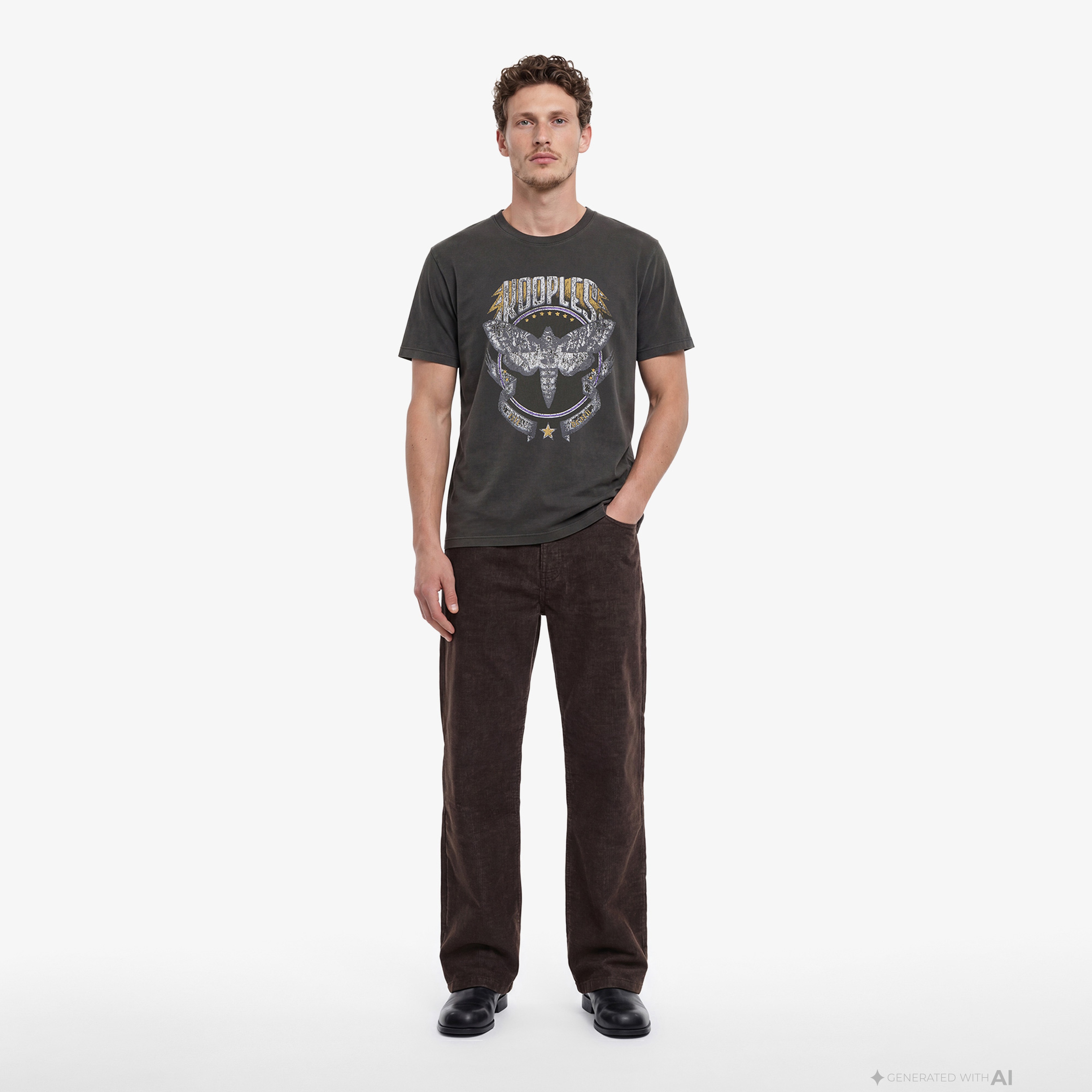 ERKEK BASKILI GRİ T-SHIRT