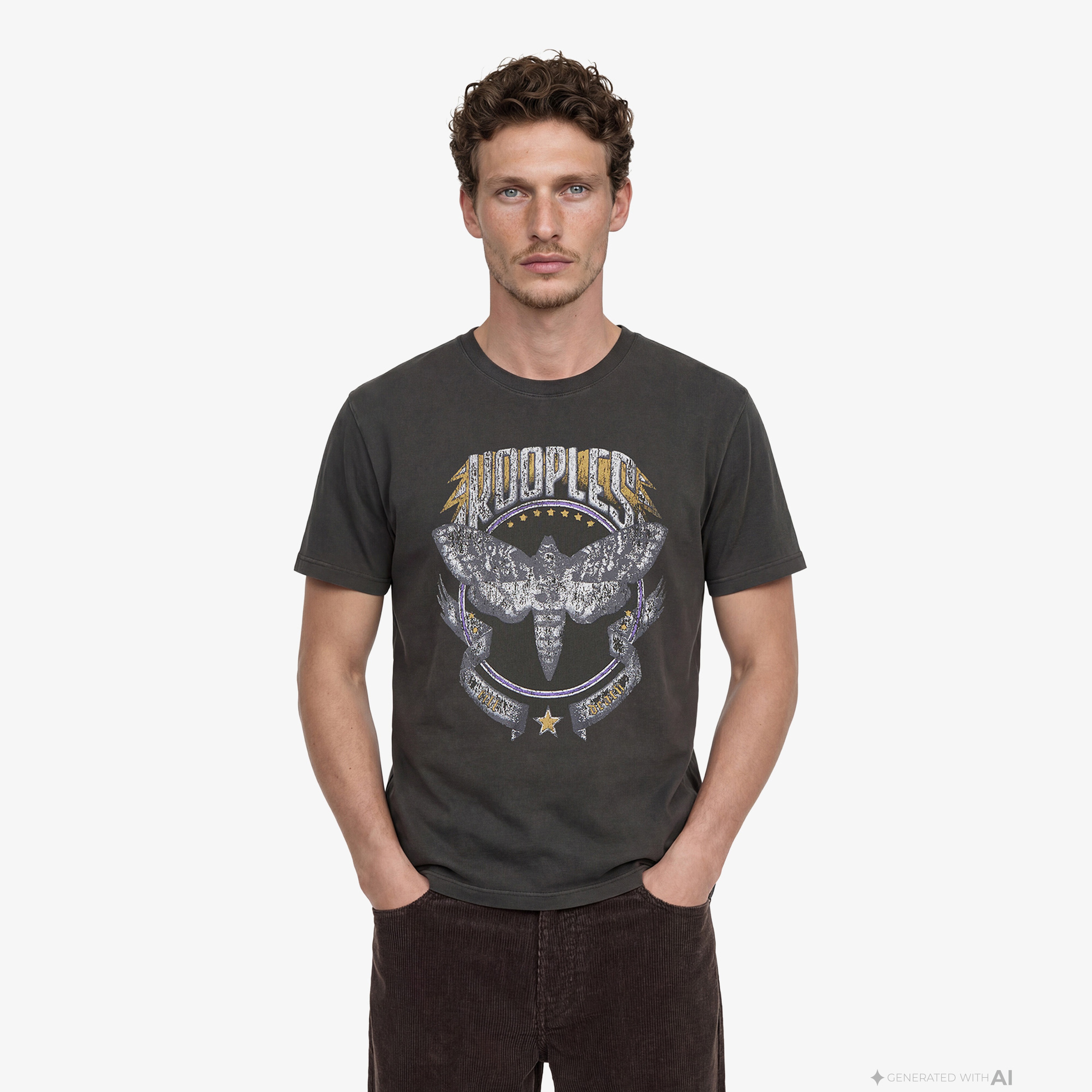 ERKEK BASKILI GRİ T-SHIRT