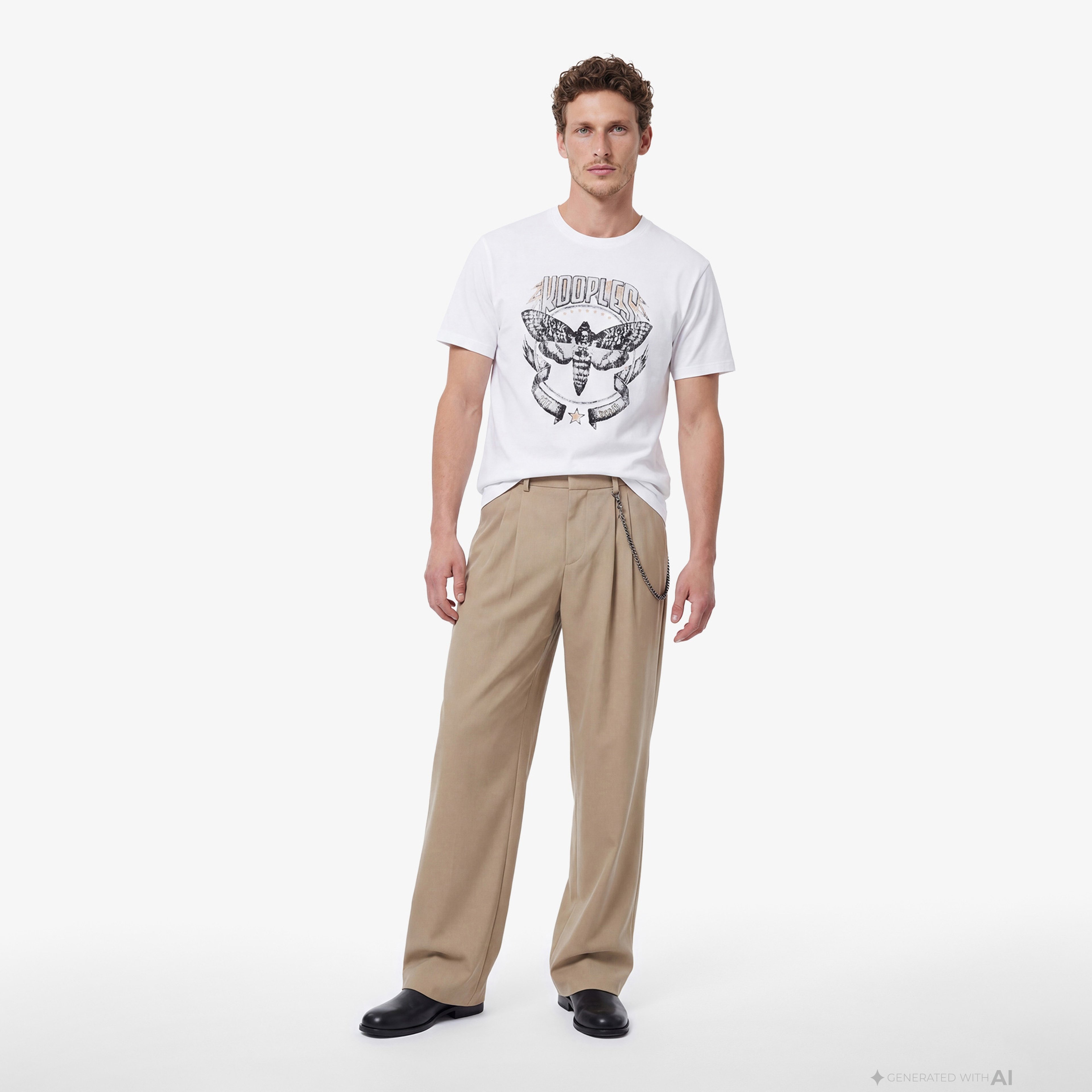 Erkek Baskılı Beyaz T-Shirt