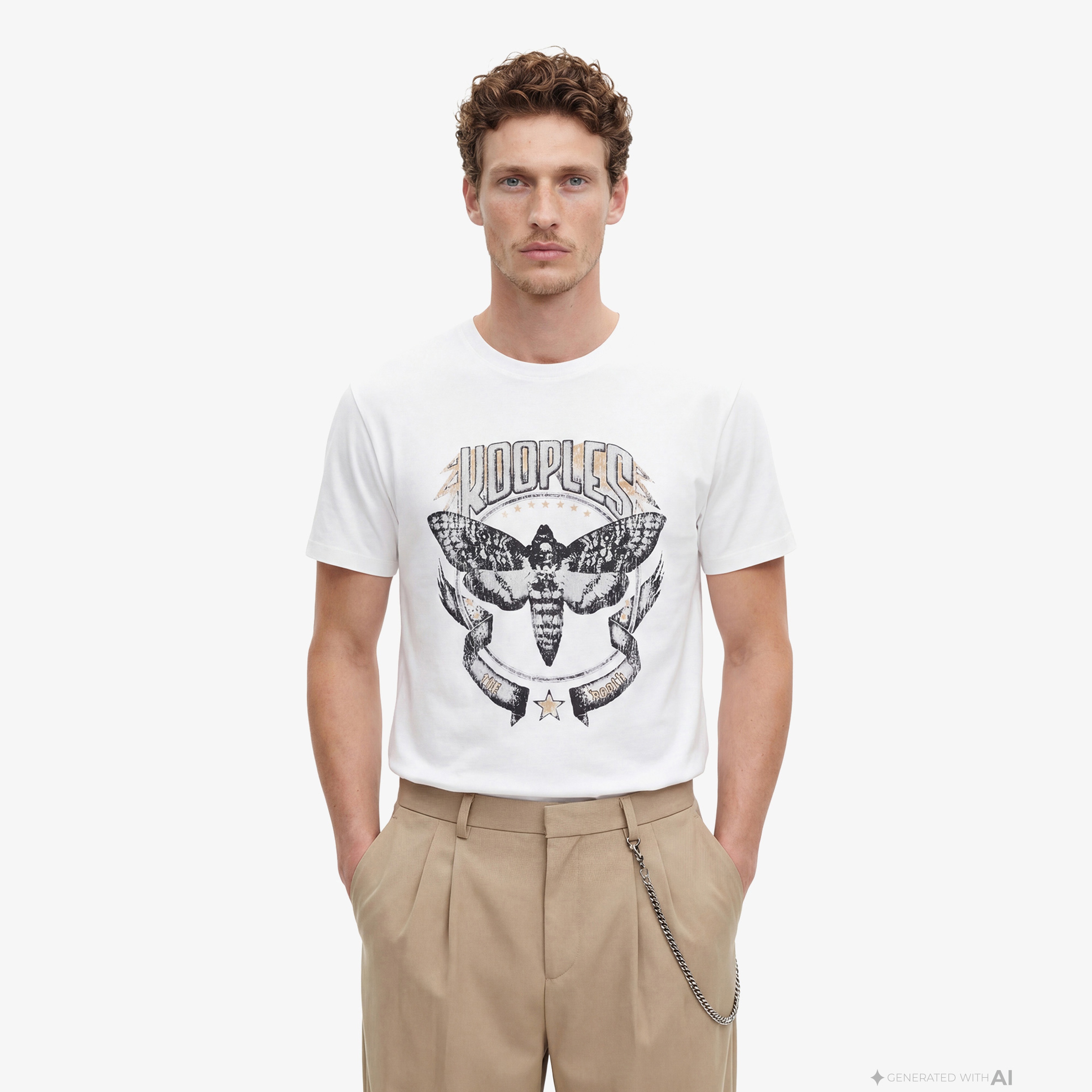 ERKEK BASKILI BEYAZ T-SHIRT