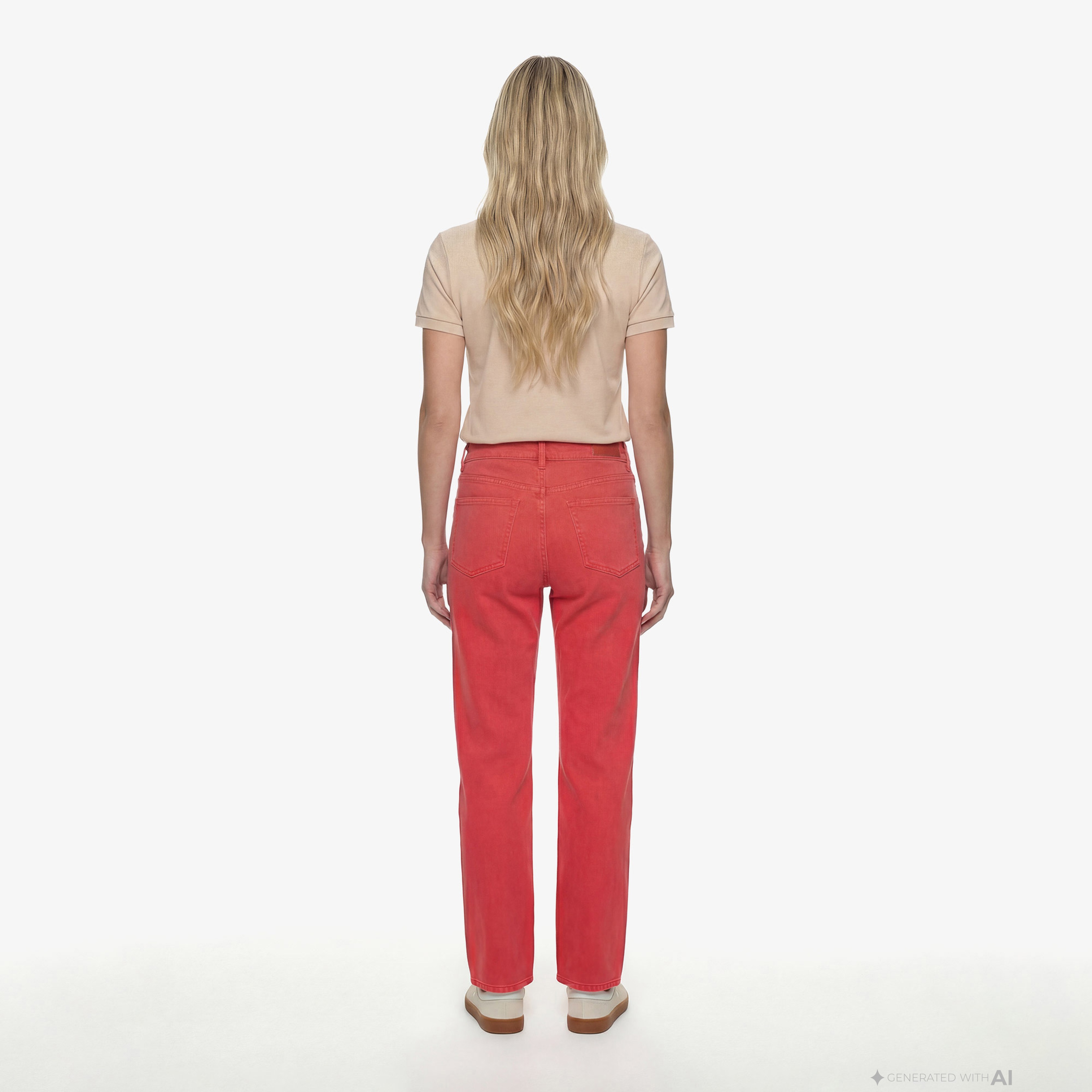 Kadın Straight Fit Kırmızı Jean Pantolon