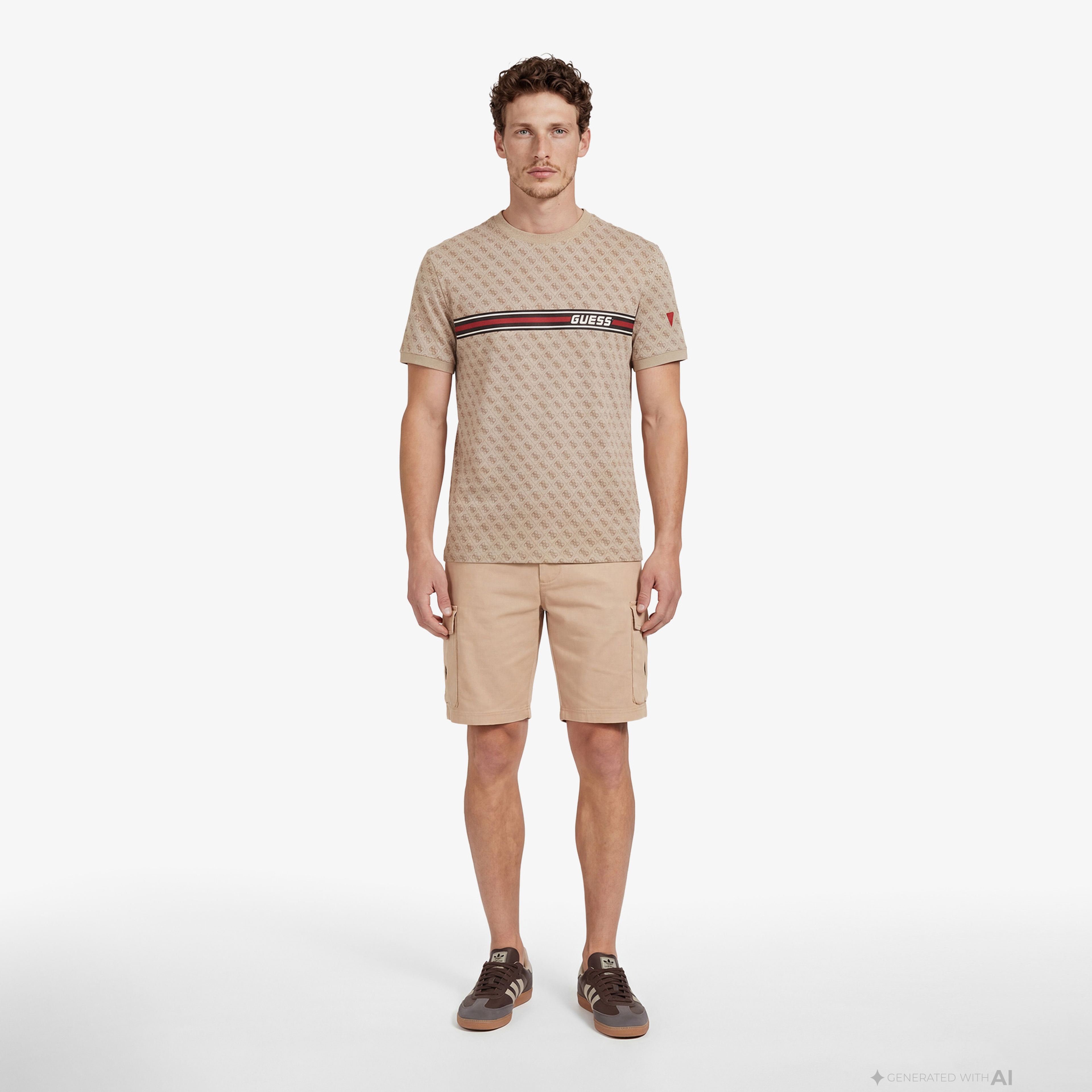 Guess Erkek Keten Karışımlı Kahverengi Şort