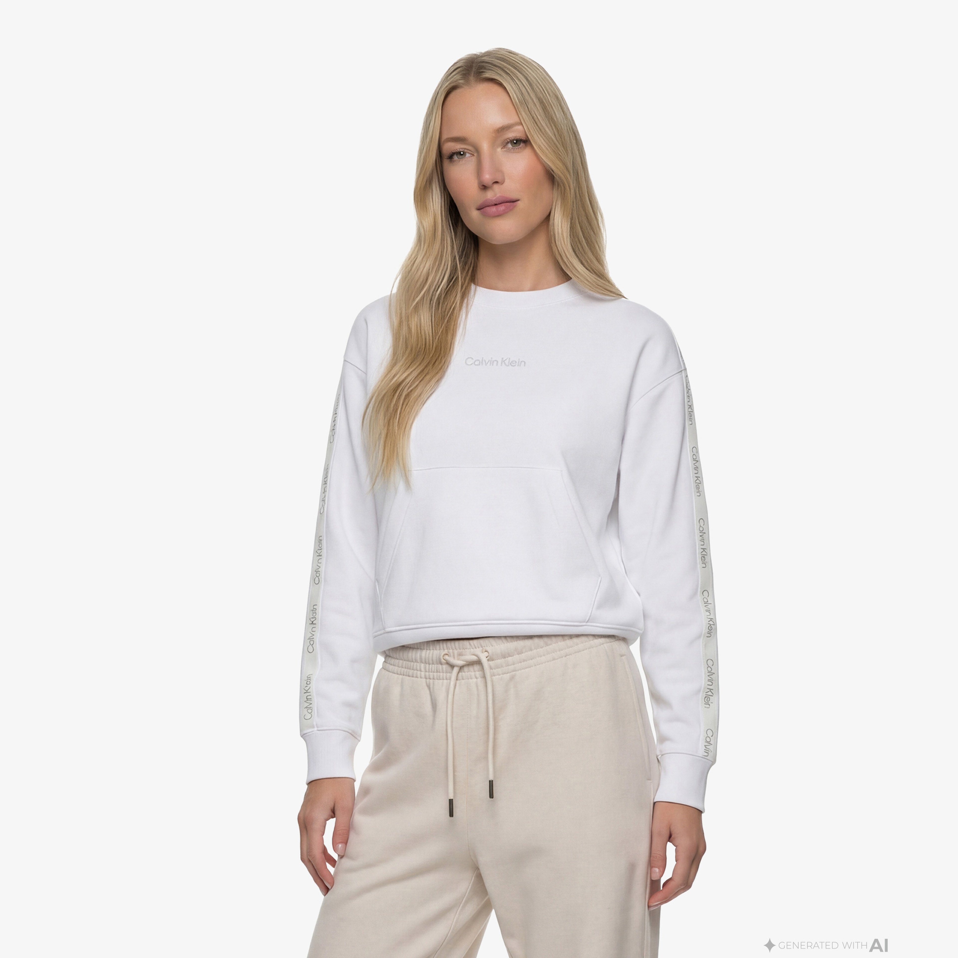 Calvin Klein Kadın Beyaz Triko