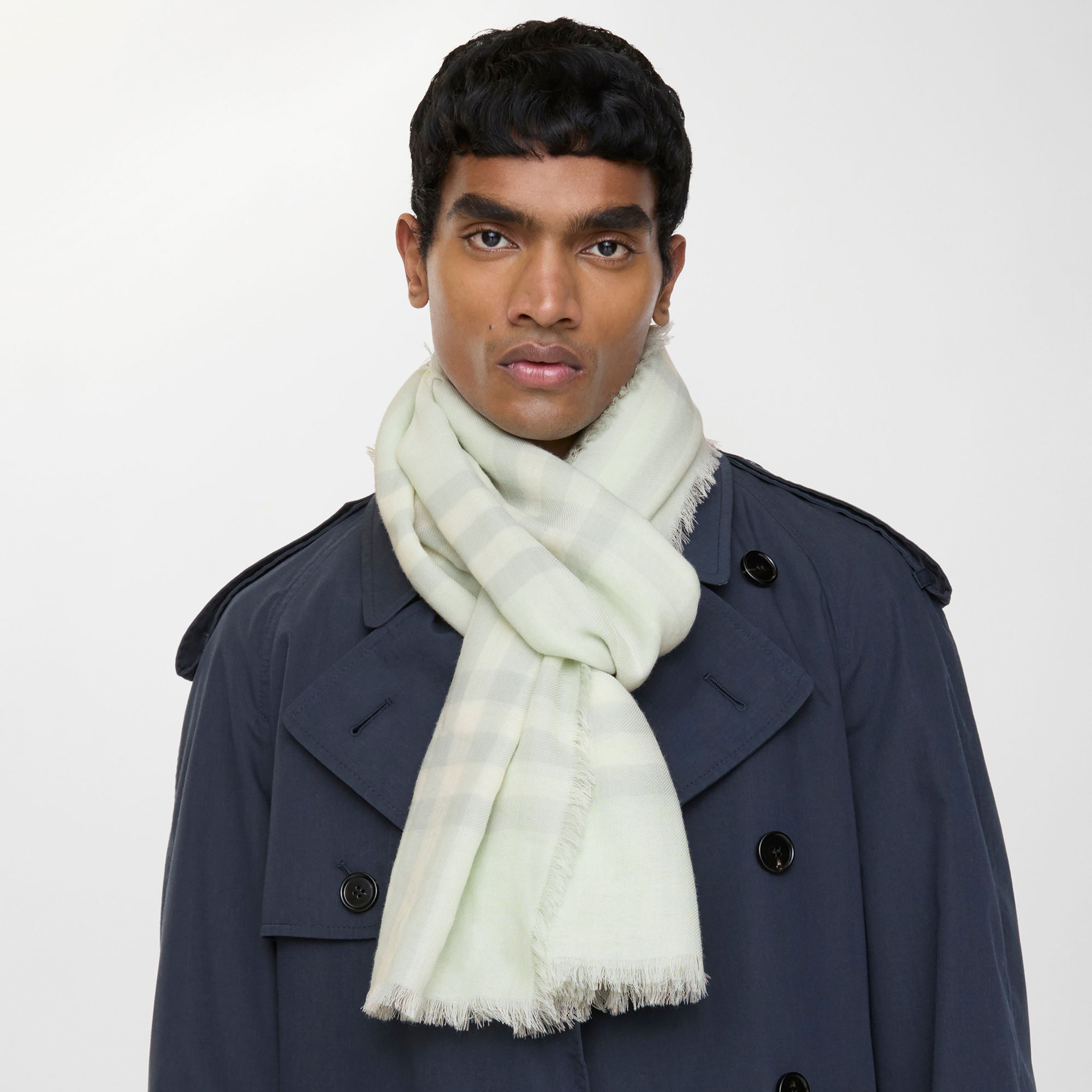 Burberry Wide Check Wool Kadın Yeşil Atkı