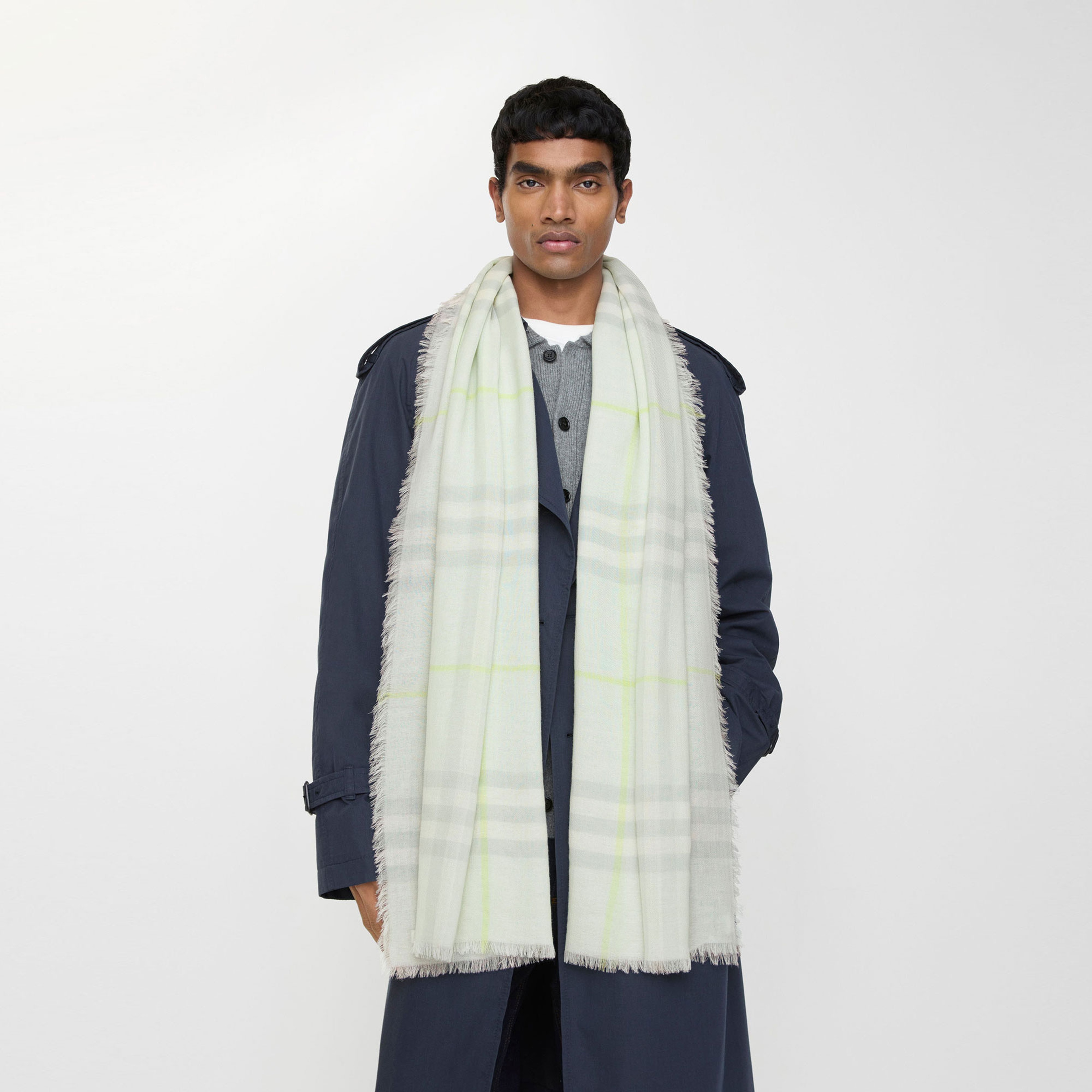 Burberry Wide Check Wool Kadın Yeşil Atkı