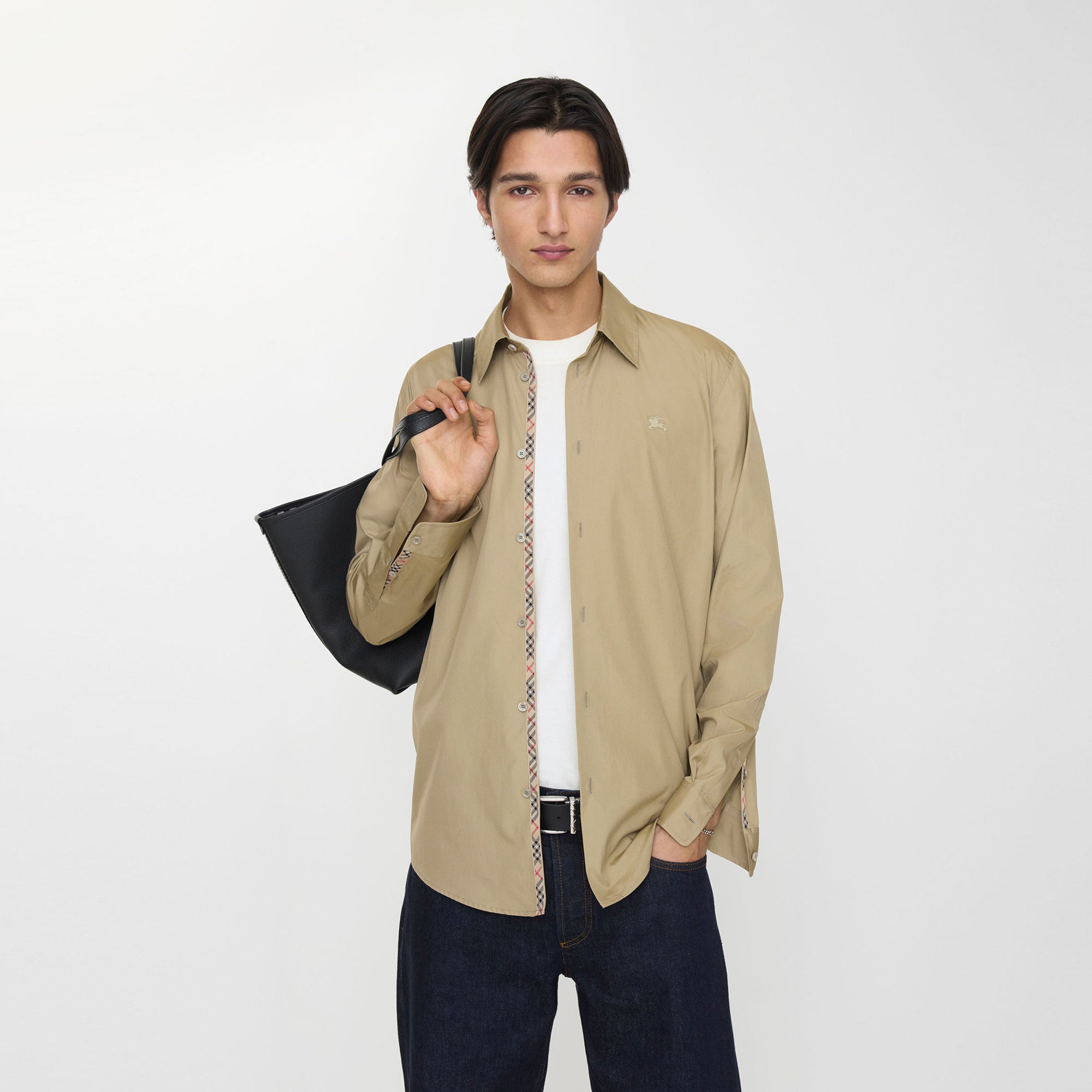 Burberry Regular Fit Cotton Poplin Erkek Bej Gömlek