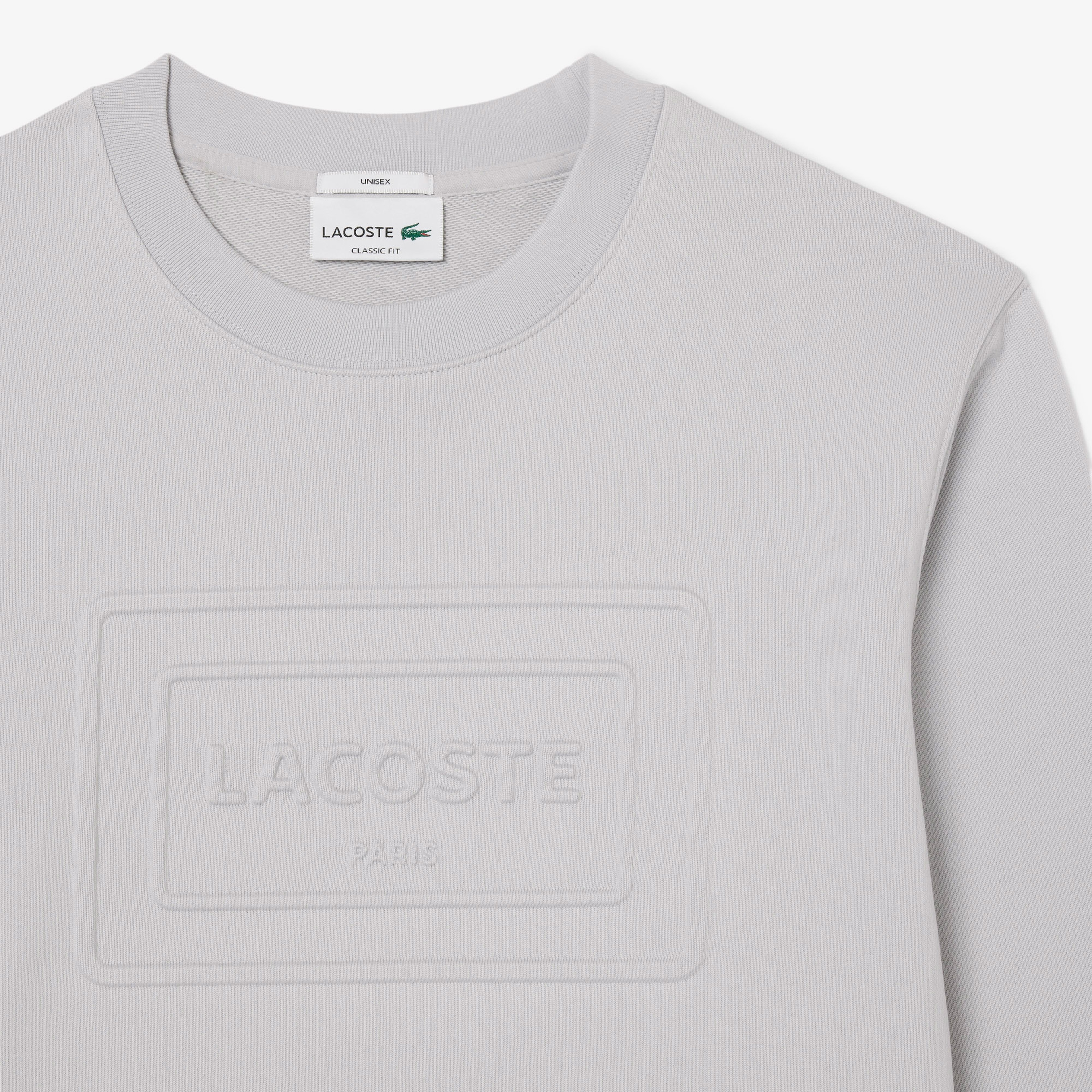 Lacoste Unisex Classic Fit Bisiklet Yaka Baskılı Gri Sweatshirt