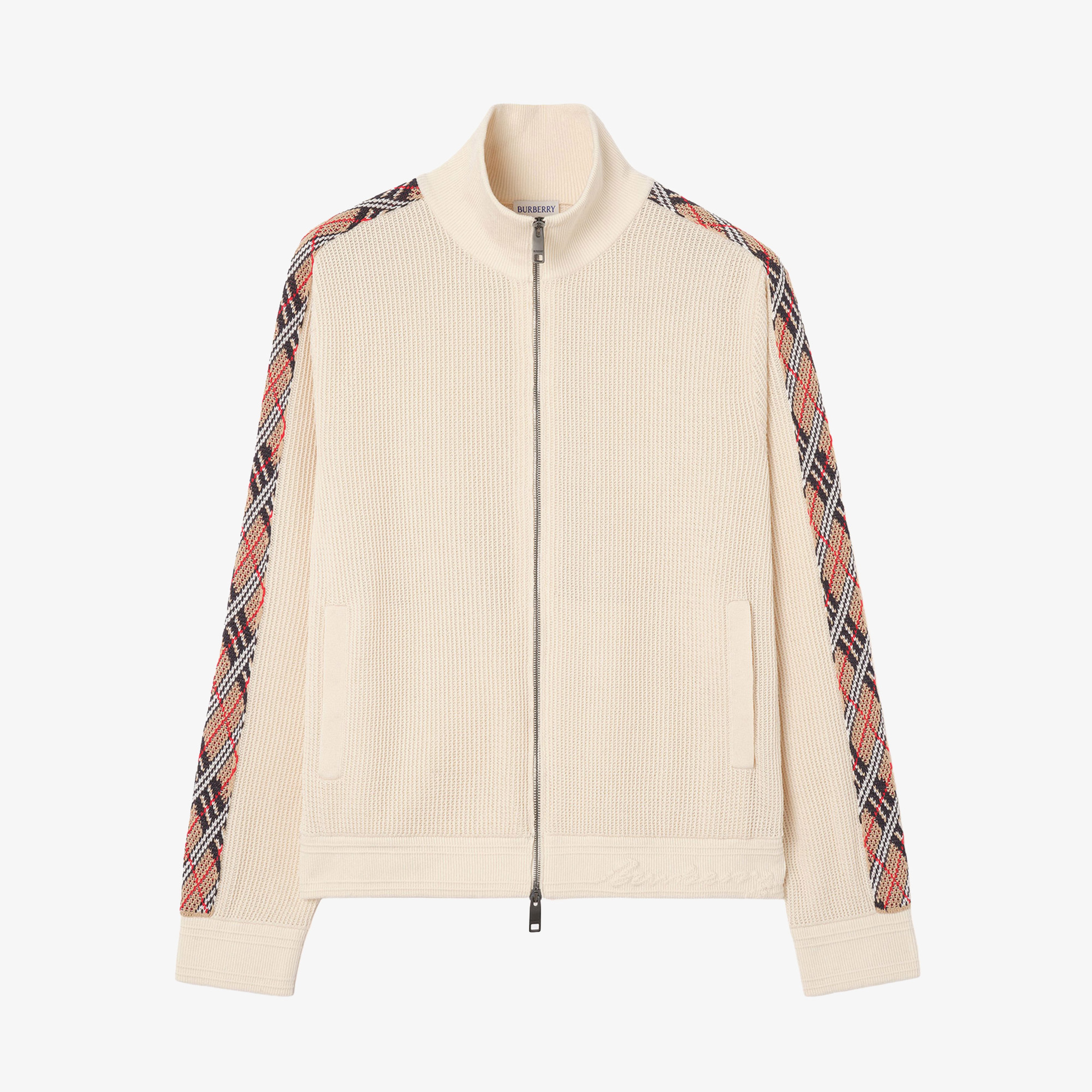 Burberry Check Trim Cotton Track Erkek Bej Hırka